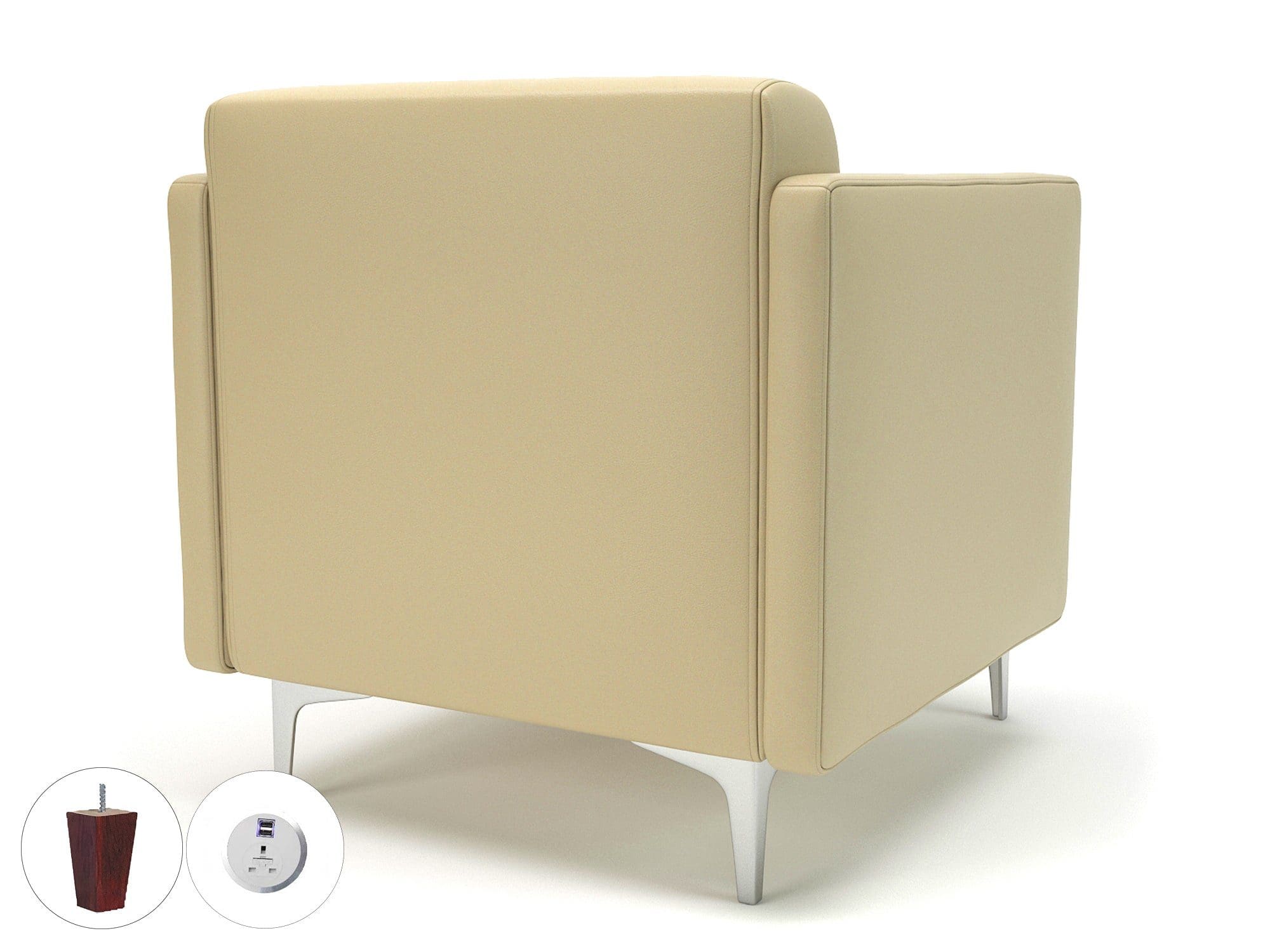 Napa Slim Arm 75cm Wide Armchair in Cristina Marrone Ultima Faux Leather with Socket - Image 45