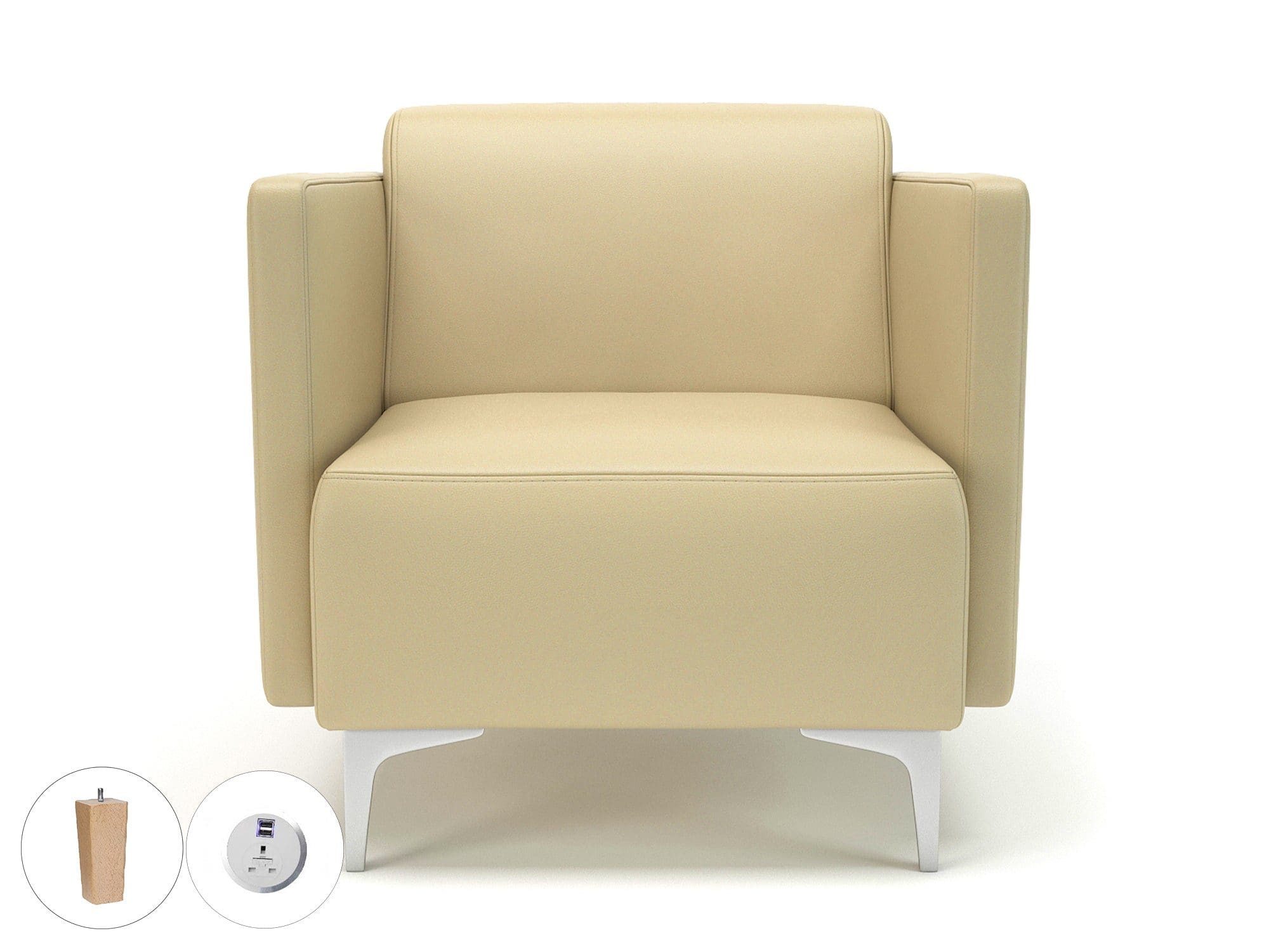 Napa Slim Arm 75cm Wide Armchair in Cristina Marrone Ultima Faux Leather with Socket - Image 47