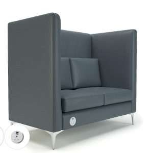 Altus 128cm Wide Privacy Booth in Cristina Marrone Ultima Faux Leather with Socket