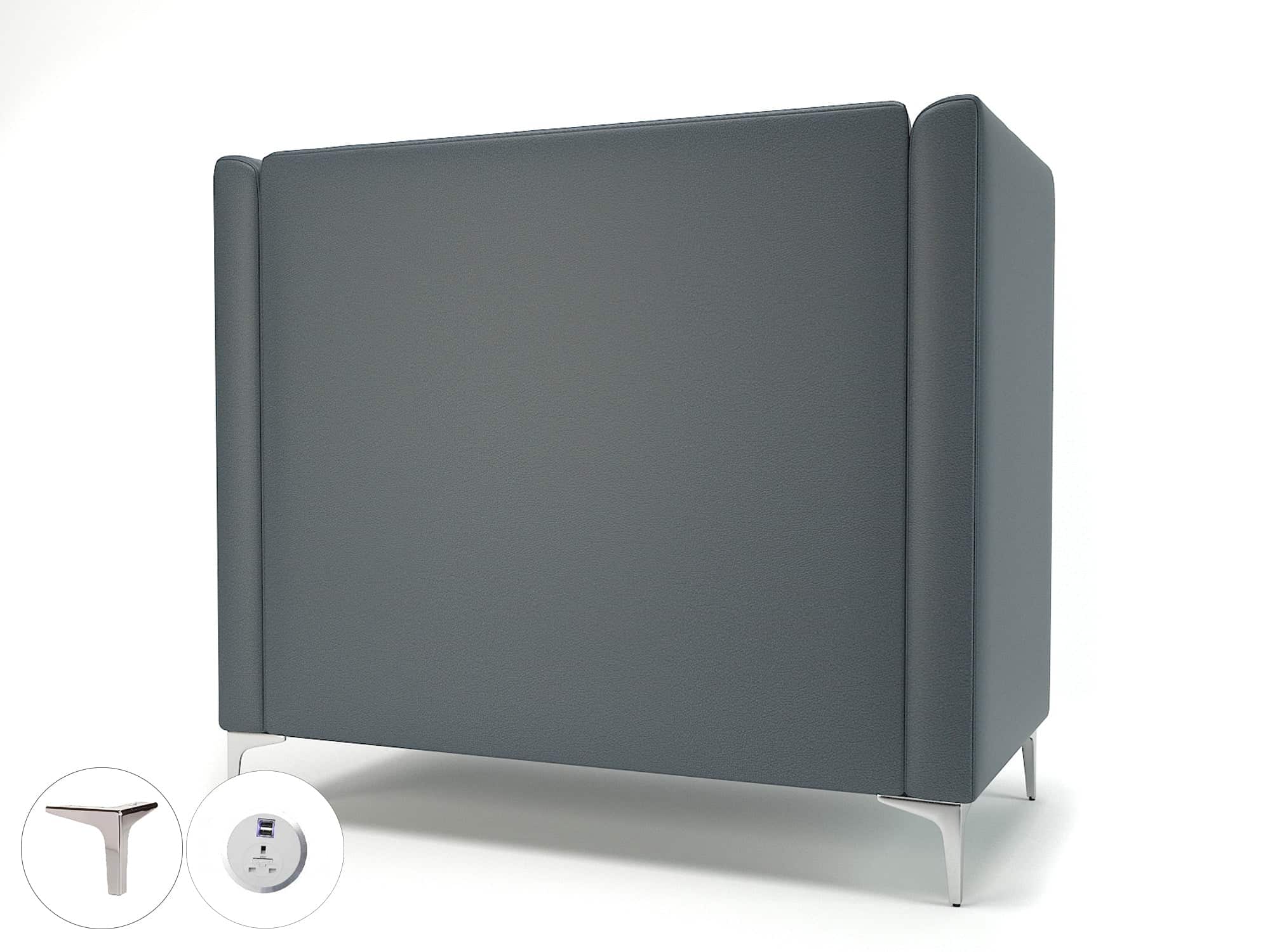 Altus 128cm Wide Privacy Booth in Cristina Marrone Ultima Faux Leather with Socket - Image 3