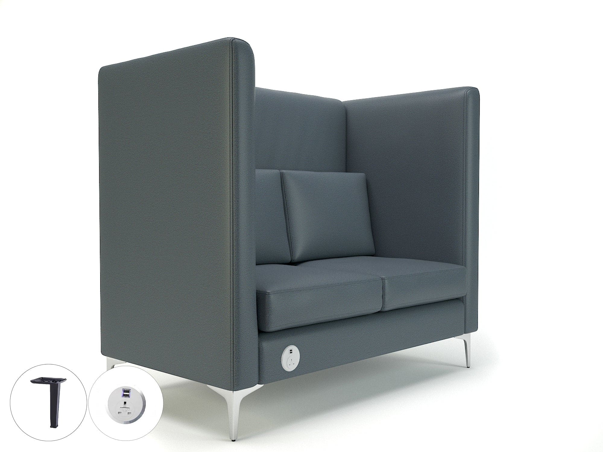 Altus 128cm Wide Privacy Booth in Cristina Marrone Ultima Faux Leather with Socket - Image 4