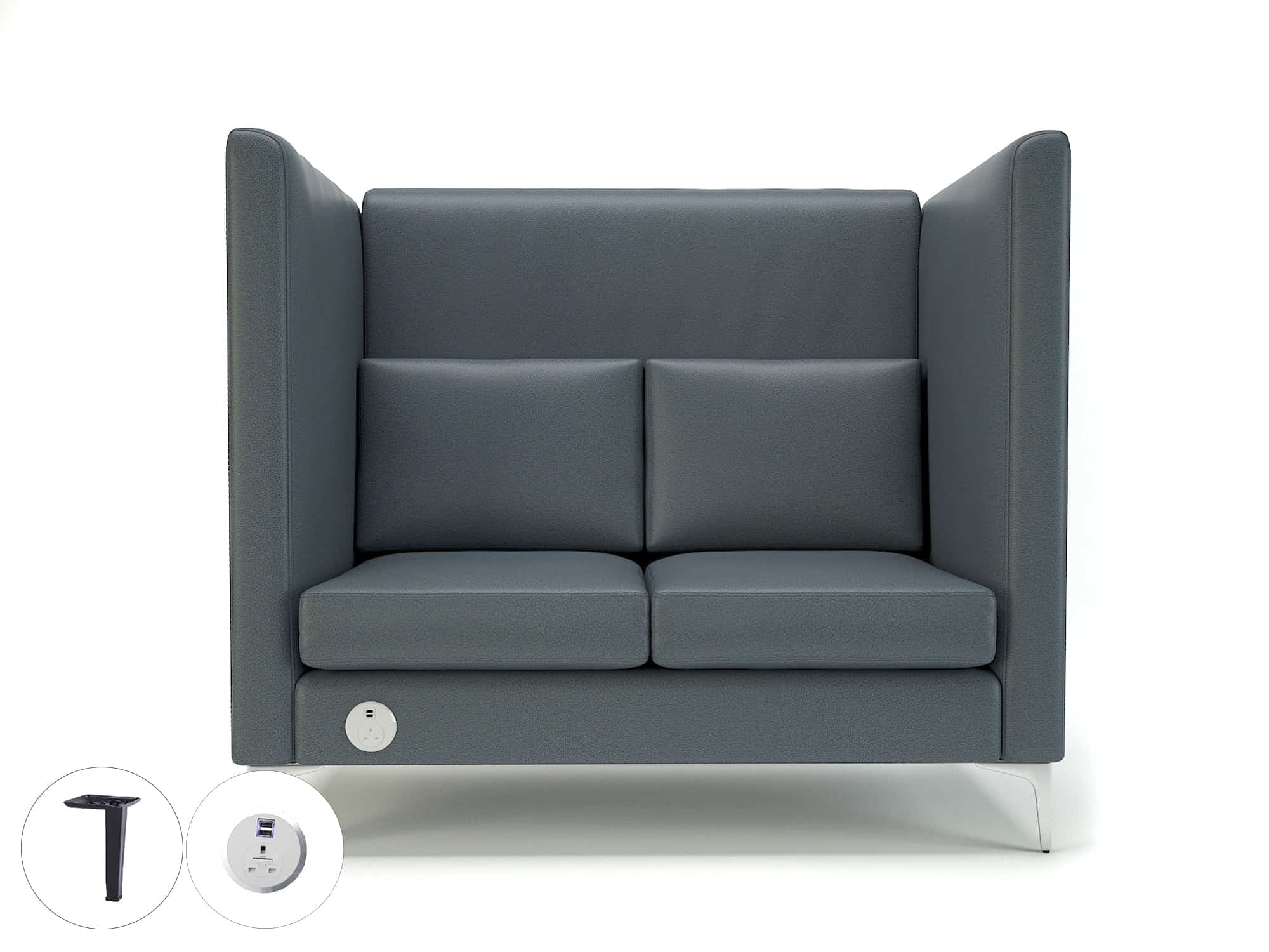 Altus 128cm Wide Privacy Booth in Cristina Marrone Ultima Faux Leather with Socket - Image 5