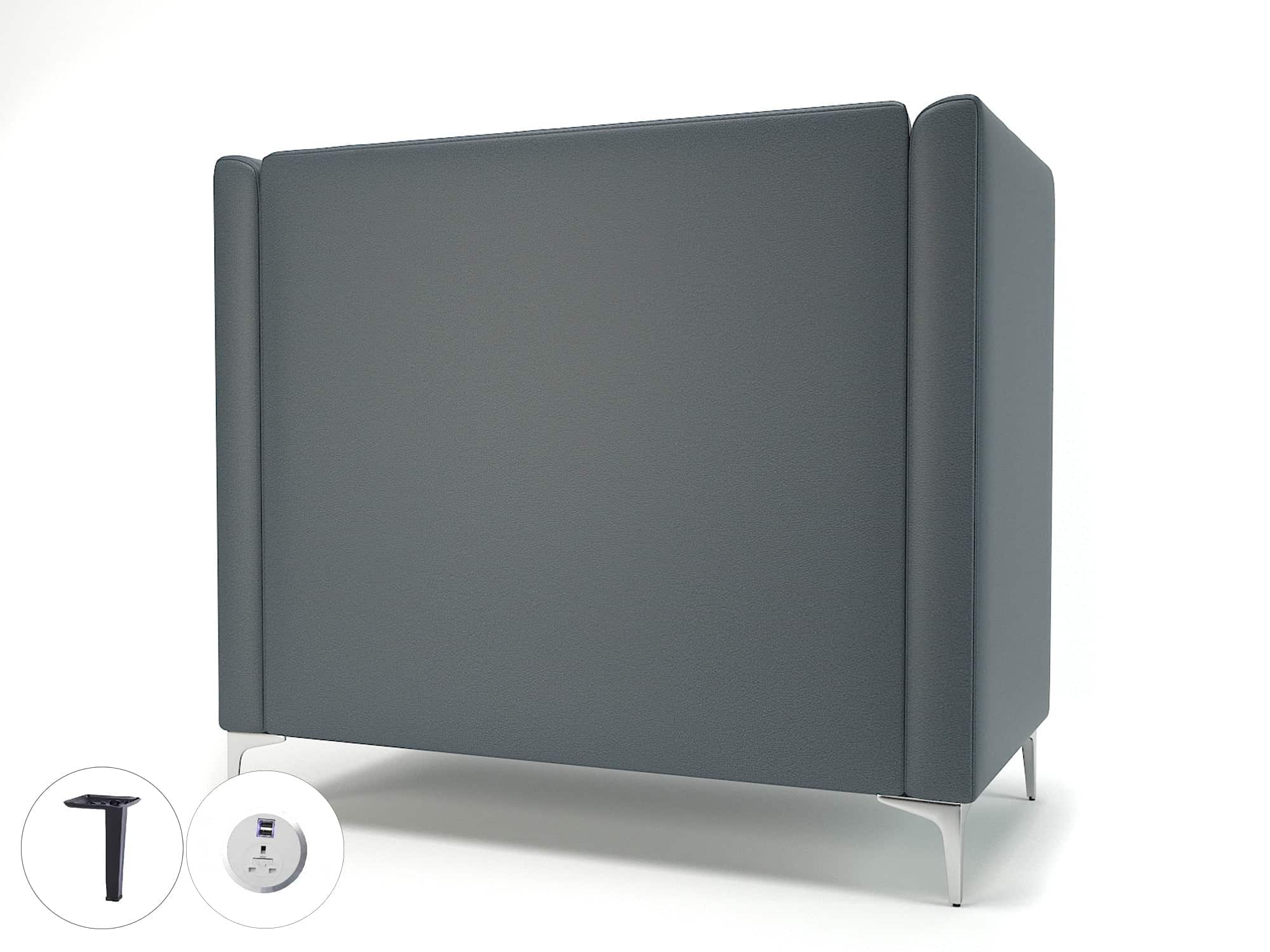 Altus 128cm Wide Privacy Booth in Cristina Marrone Ultima Faux Leather with Socket - Image 6