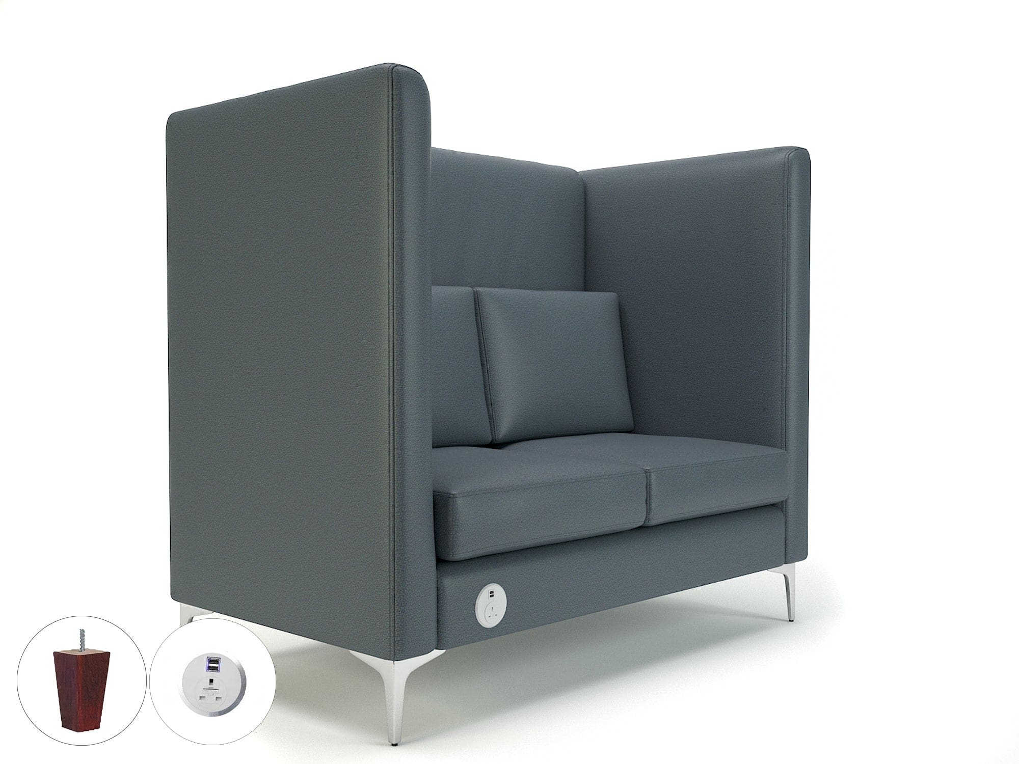 Altus 128cm Wide Privacy Booth in Cristina Marrone Ultima Faux Leather with Socket - Image 7