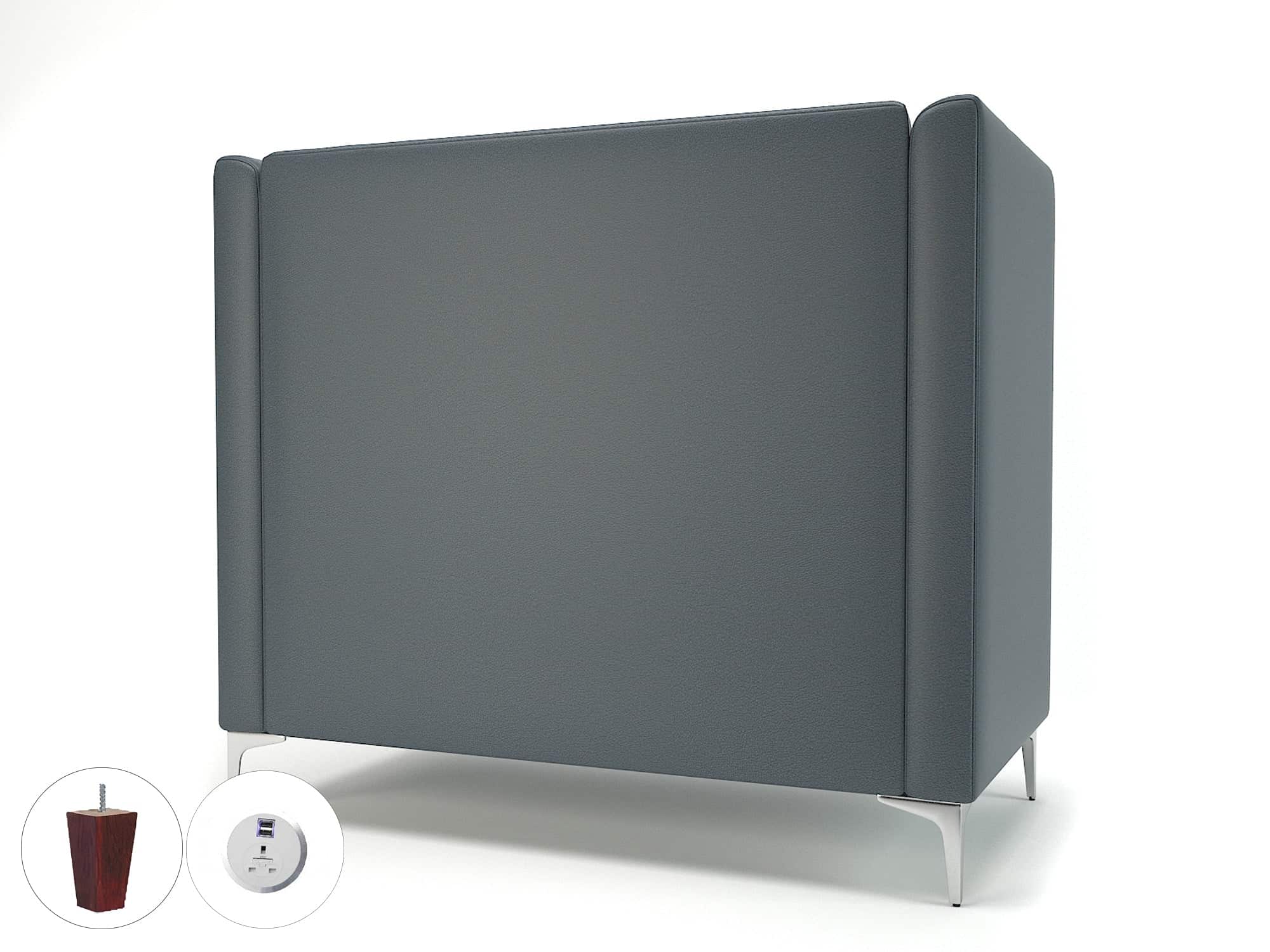 Altus 128cm Wide Privacy Booth in Cristina Marrone Ultima Faux Leather with Socket - Image 9