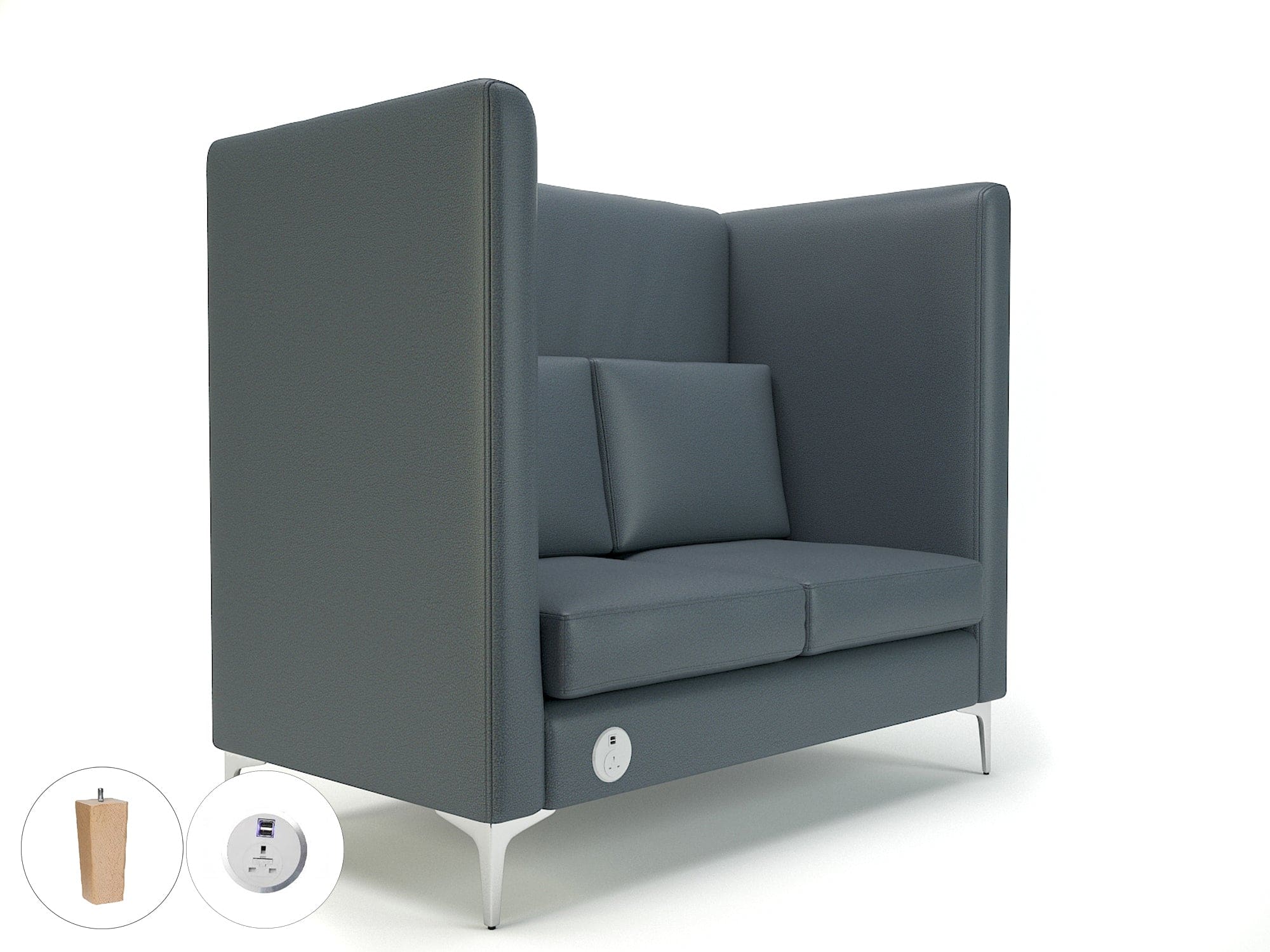 Altus 128cm Wide Privacy Booth in Cristina Marrone Ultima Faux Leather with Socket - Image 10