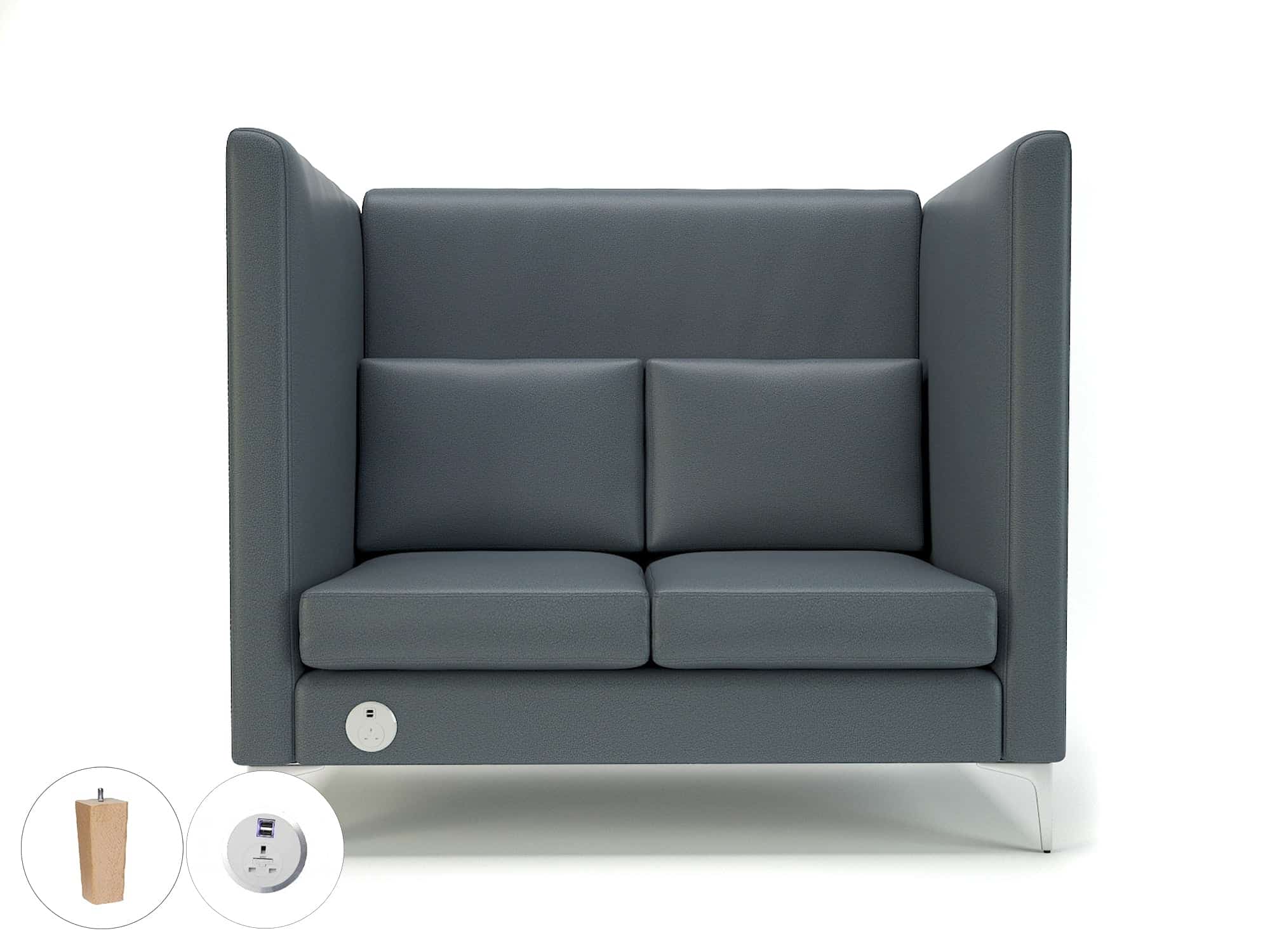 Altus 128cm Wide Privacy Booth in Cristina Marrone Ultima Faux Leather with Socket - Image 11