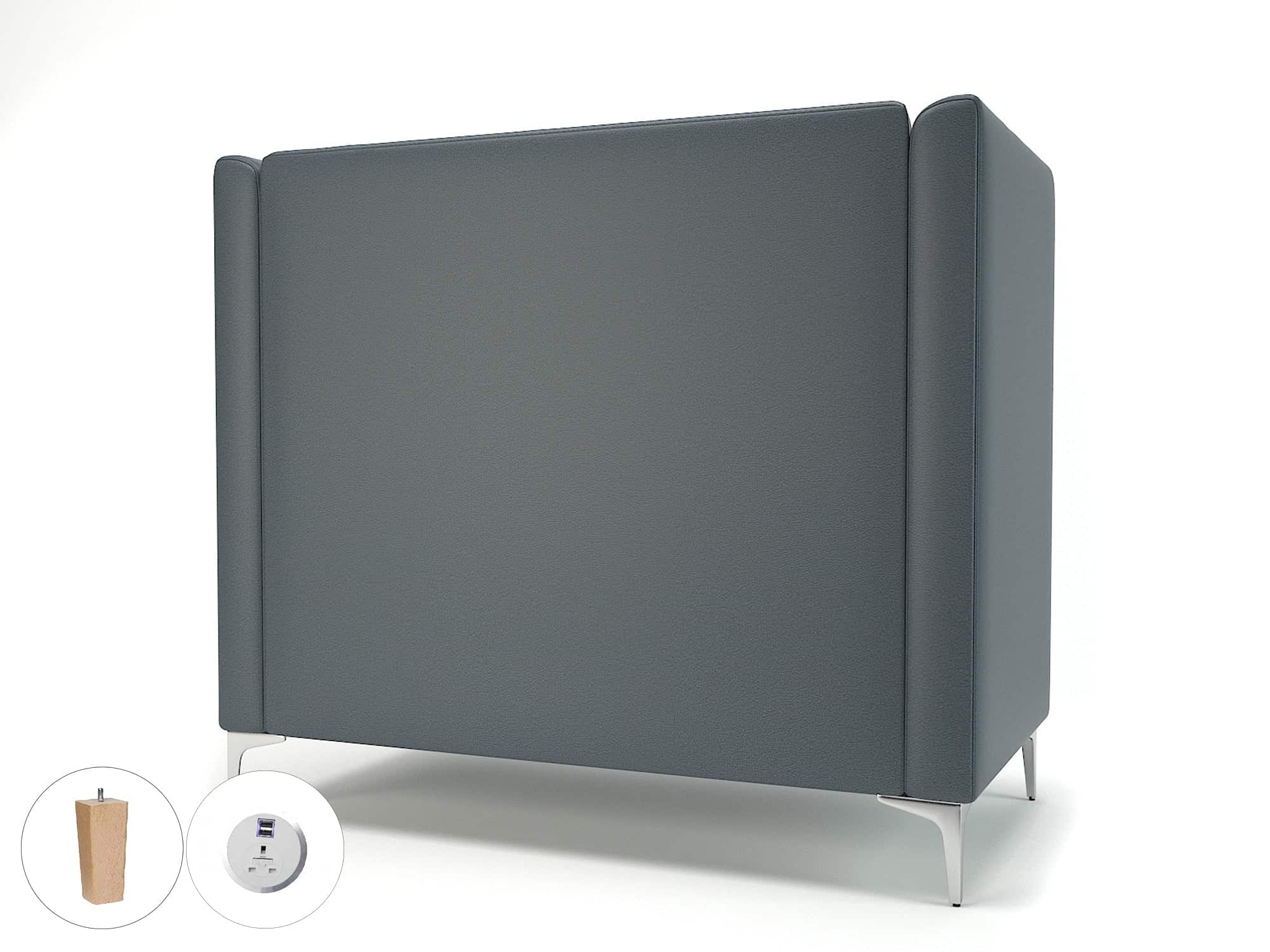 Altus 128cm Wide Privacy Booth in Cristina Marrone Ultima Faux Leather with Socket - Image 12