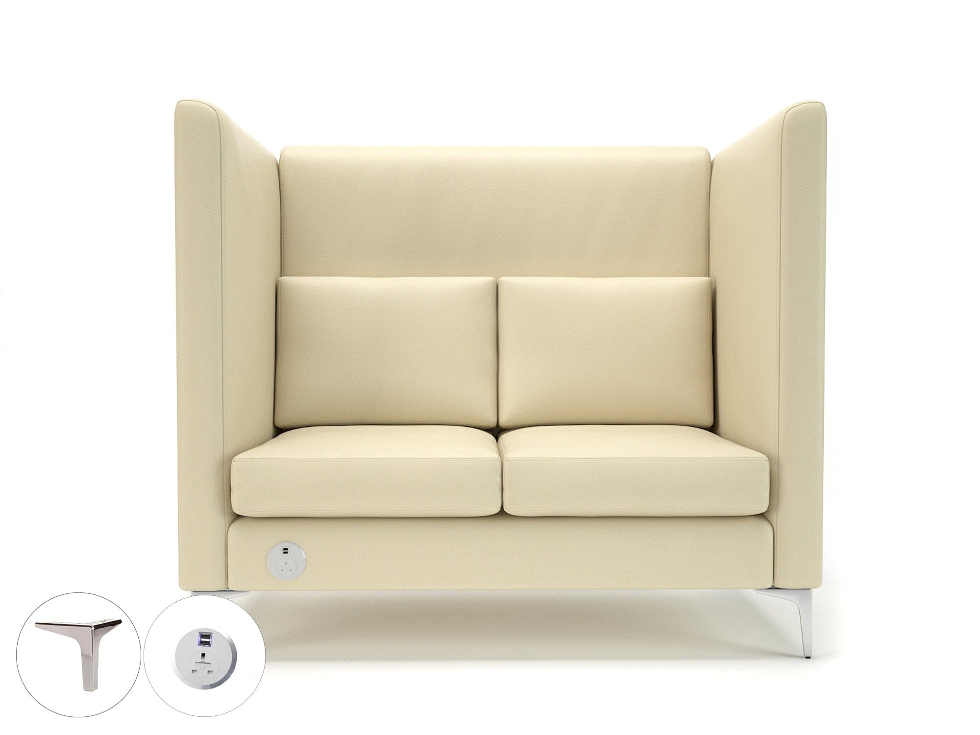 Altus 128cm Wide Privacy Booth in Cristina Marrone Ultima Faux Leather with Socket - Image 14