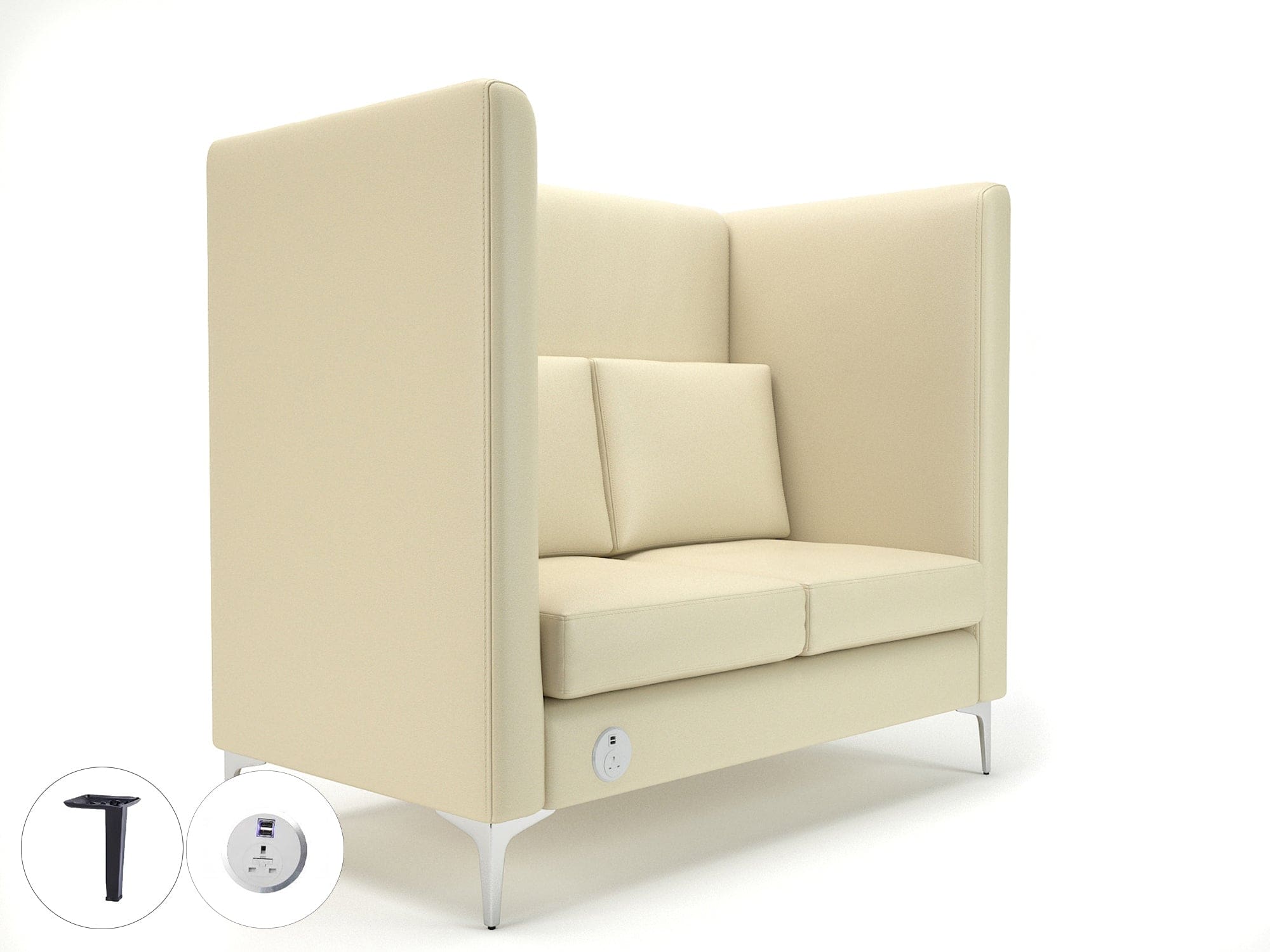 Altus 128cm Wide Privacy Booth in Cristina Marrone Ultima Faux Leather with Socket - Image 16