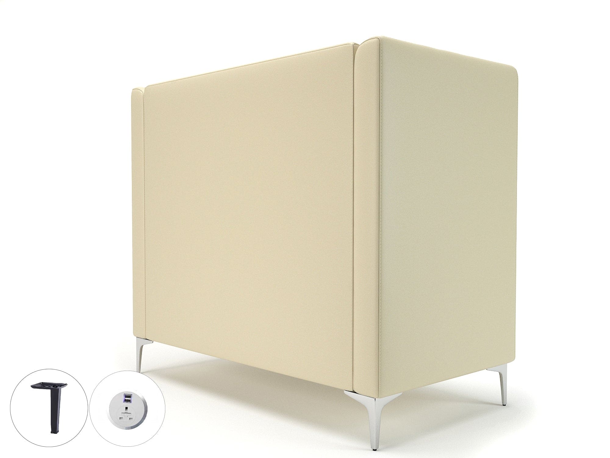 Altus 128cm Wide Privacy Booth in Cristina Marrone Ultima Faux Leather with Socket - Image 18
