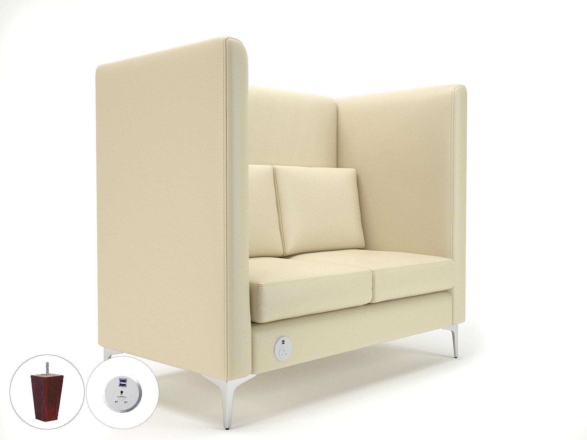 Altus 128cm Wide Privacy Booth in Cristina Marrone Ultima Faux Leather with Socket - Image 19