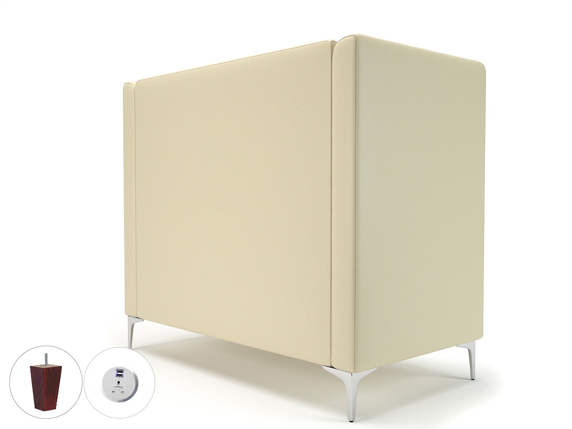 Altus 128cm Wide Privacy Booth in Cristina Marrone Ultima Faux Leather with Socket - Image 21
