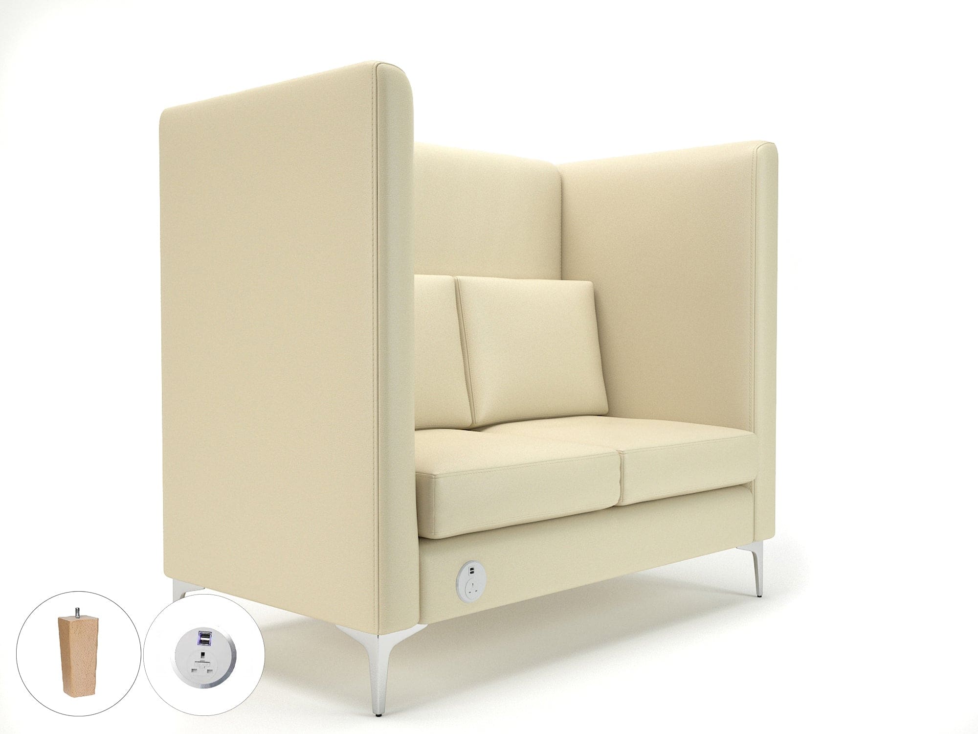 Altus 128cm Wide Privacy Booth in Cristina Marrone Ultima Faux Leather with Socket - Image 22