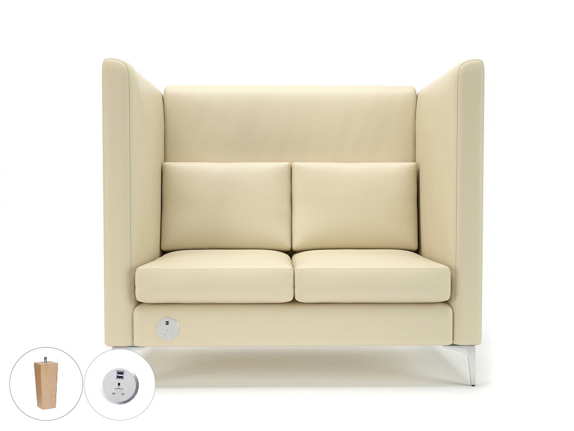 Altus 128cm Wide Privacy Booth in Cristina Marrone Ultima Faux Leather with Socket - Image 23