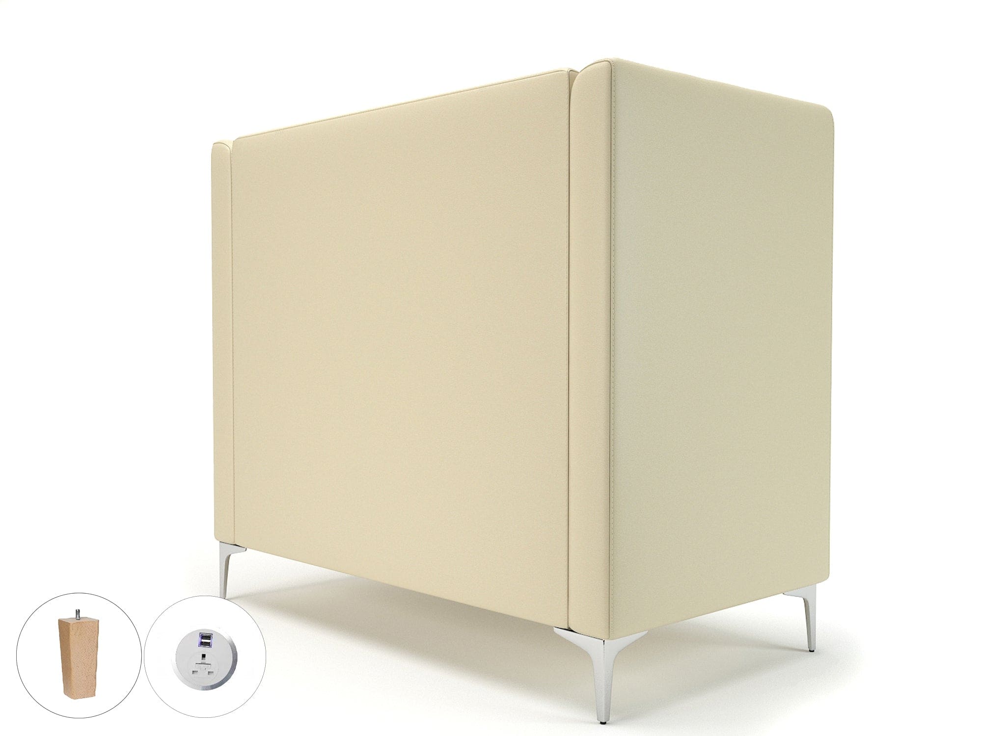 Altus 128cm Wide Privacy Booth in Cristina Marrone Ultima Faux Leather with Socket - Image 24