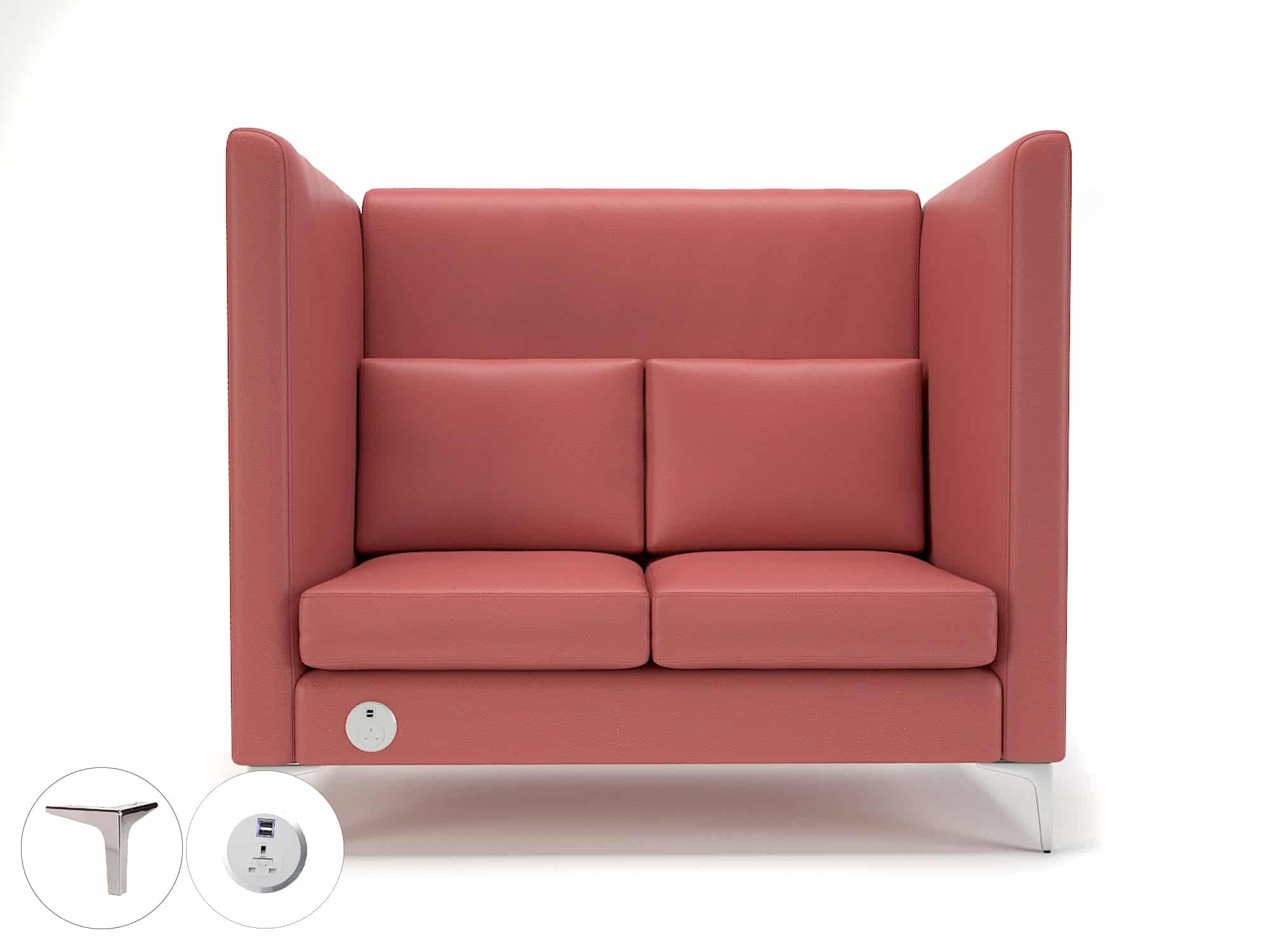 Altus 128cm Wide Privacy Booth in Cristina Marrone Ultima Faux Leather with Socket - Image 26