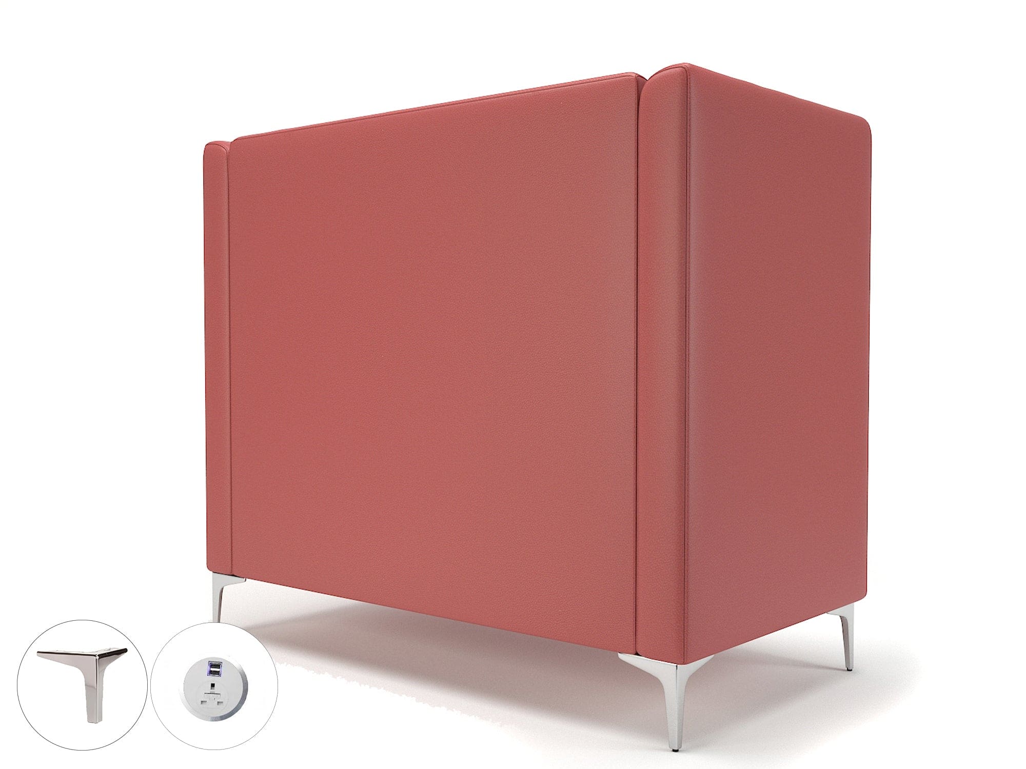 Altus 128cm Wide Privacy Booth in Cristina Marrone Ultima Faux Leather with Socket - Image 27