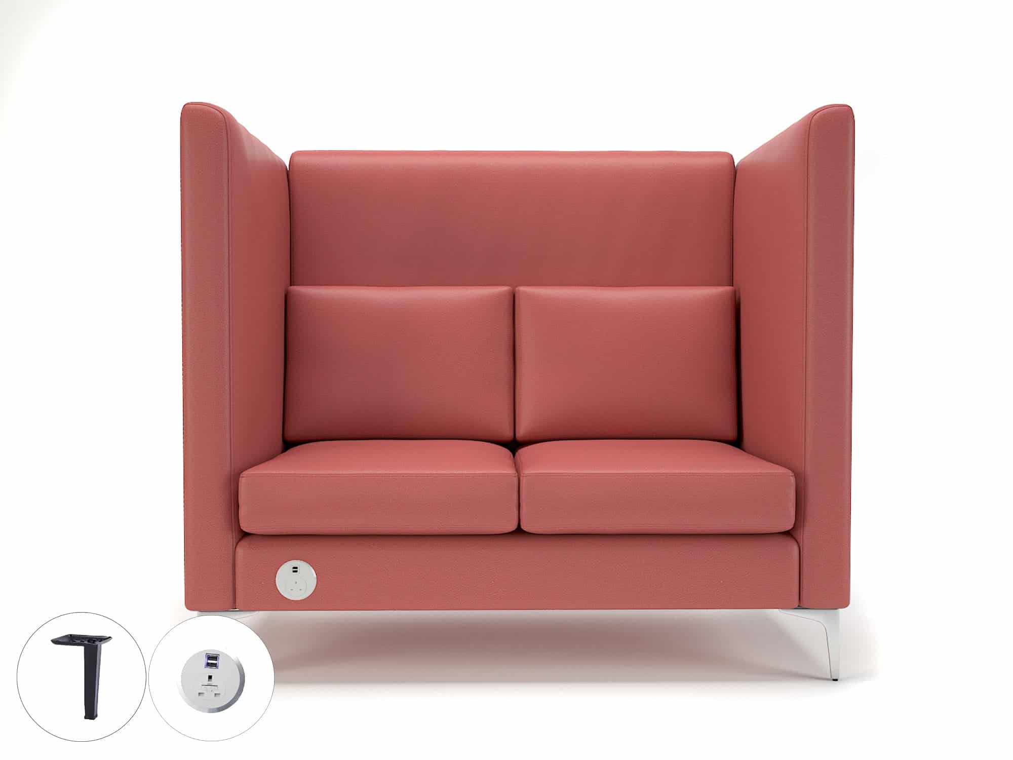 Altus 128cm Wide Privacy Booth in Cristina Marrone Ultima Faux Leather with Socket - Image 29