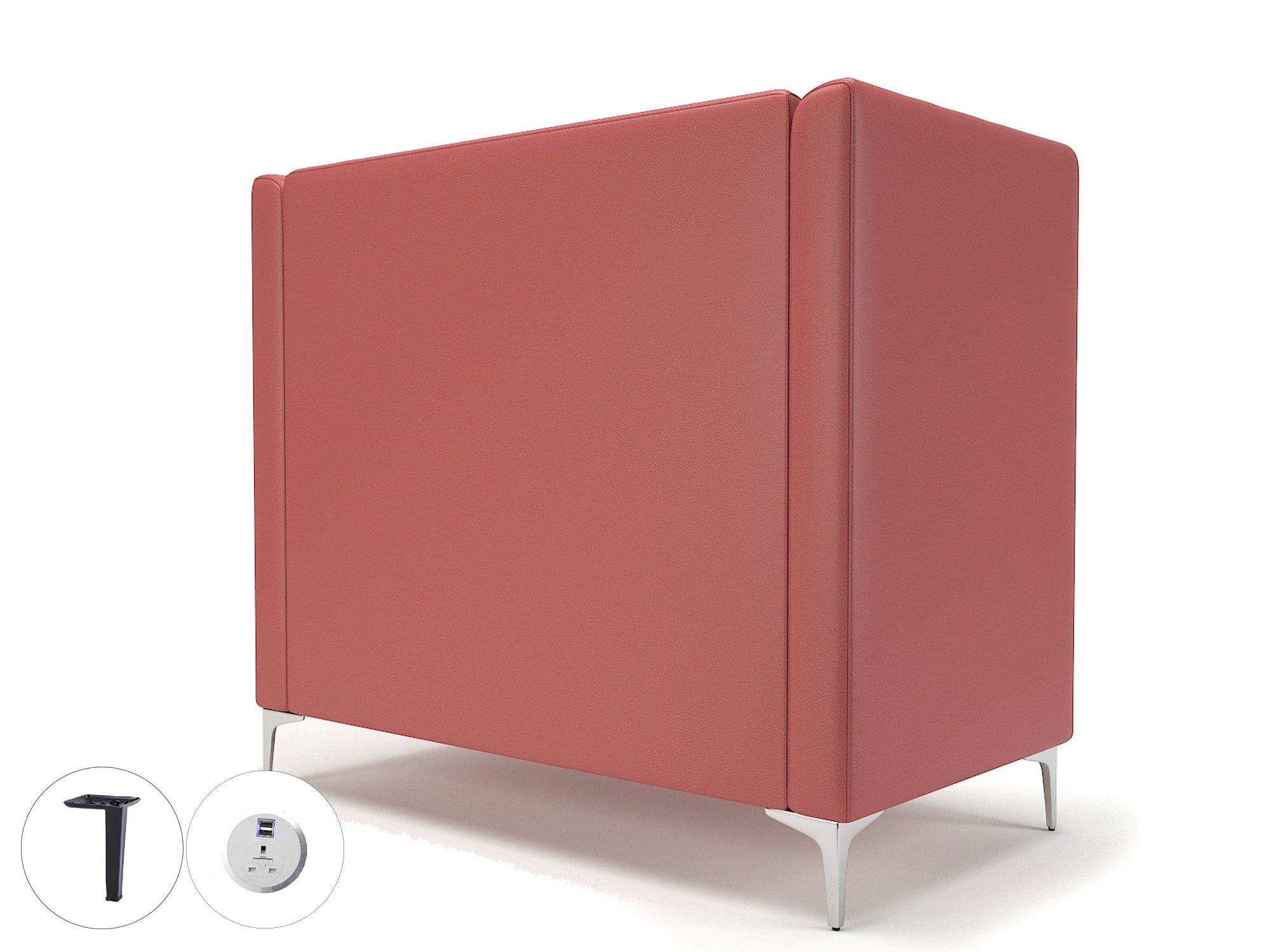 Altus 128cm Wide Privacy Booth in Cristina Marrone Ultima Faux Leather with Socket - Image 30