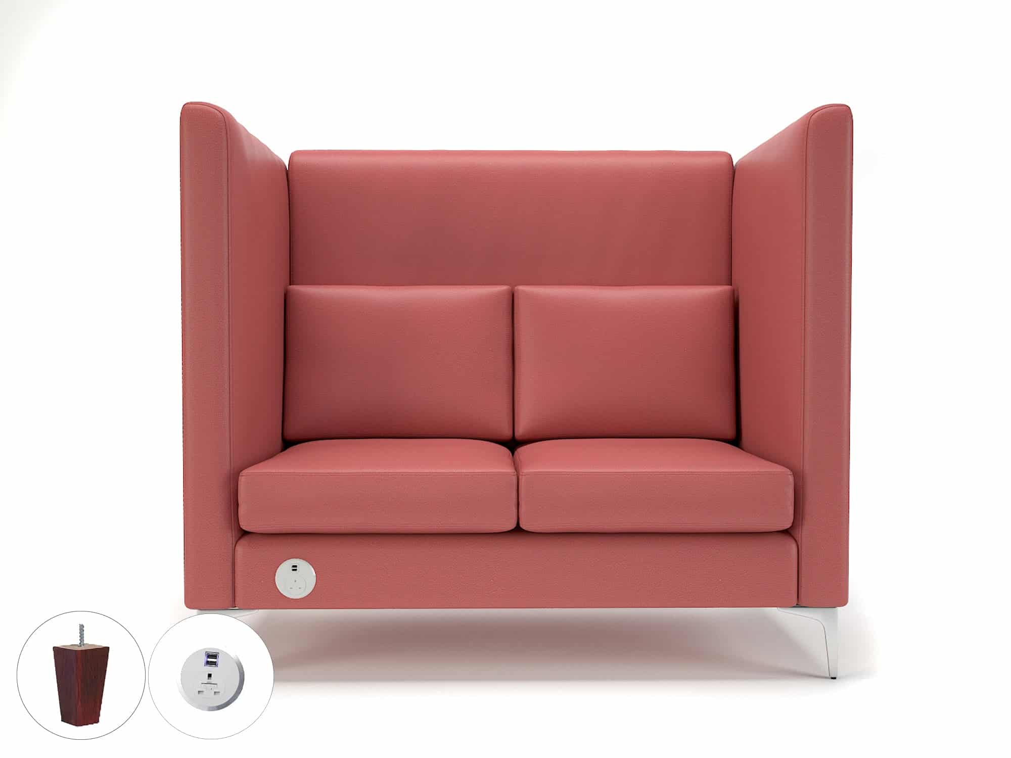 Altus 128cm Wide Privacy Booth in Cristina Marrone Ultima Faux Leather with Socket - Image 32