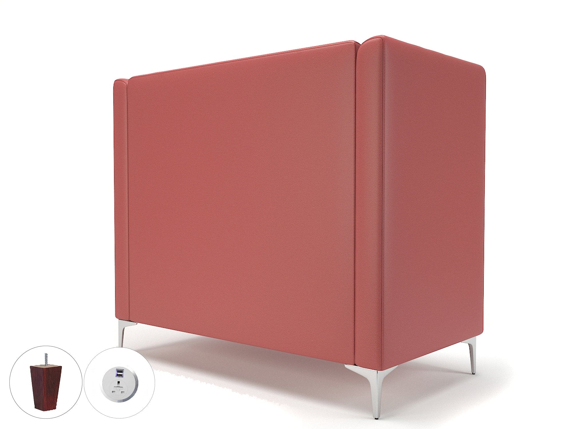 Altus 128cm Wide Privacy Booth in Cristina Marrone Ultima Faux Leather with Socket - Image 33