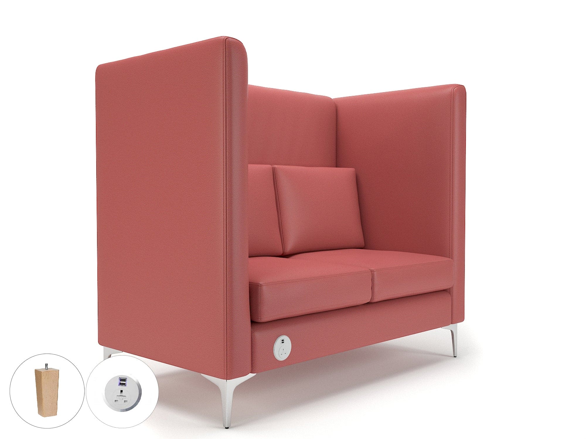 Altus 128cm Wide Privacy Booth in Cristina Marrone Ultima Faux Leather with Socket - Image 34