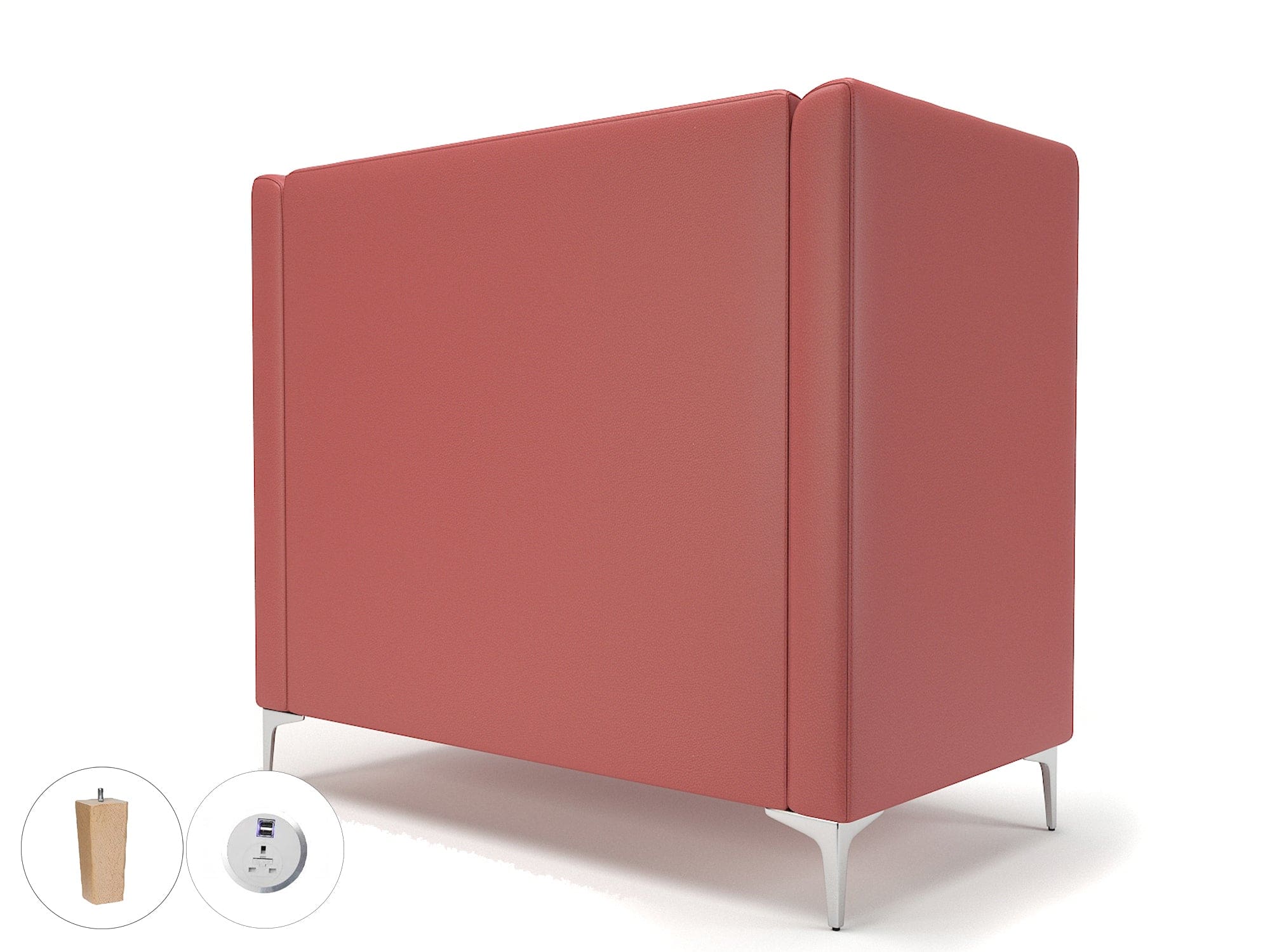 Altus 128cm Wide Privacy Booth in Cristina Marrone Ultima Faux Leather with Socket - Image 36