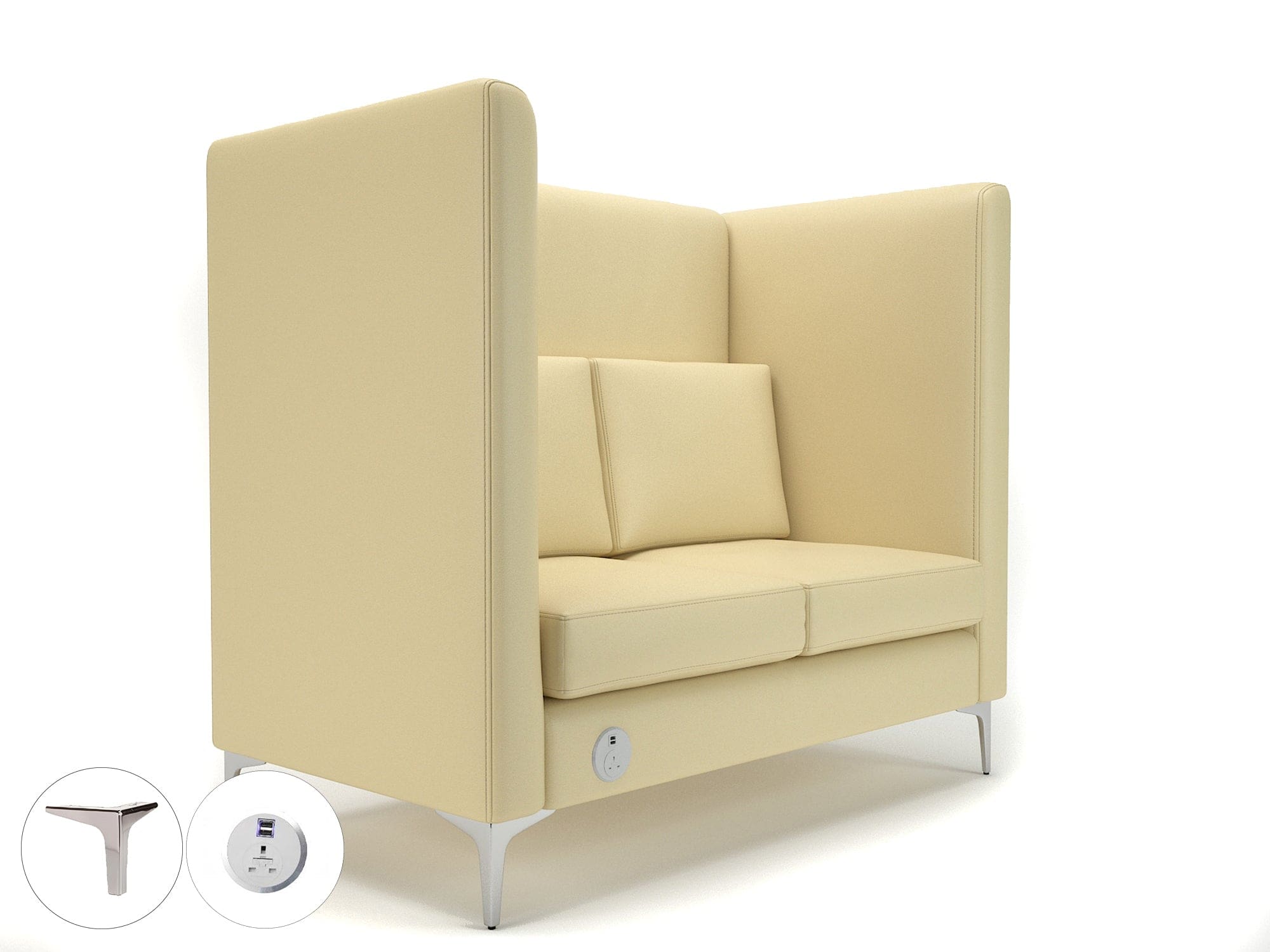 Altus 128cm Wide Privacy Booth in Cristina Marrone Ultima Faux Leather with Socket - Image 37