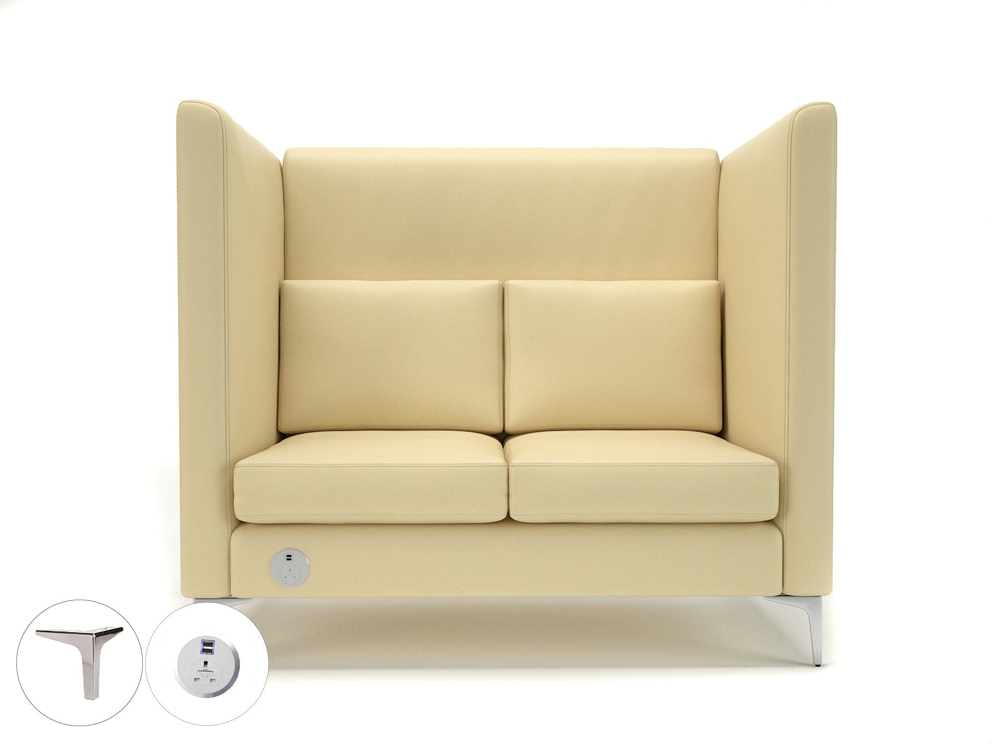 Altus 128cm Wide Privacy Booth in Cristina Marrone Ultima Faux Leather with Socket - Image 38