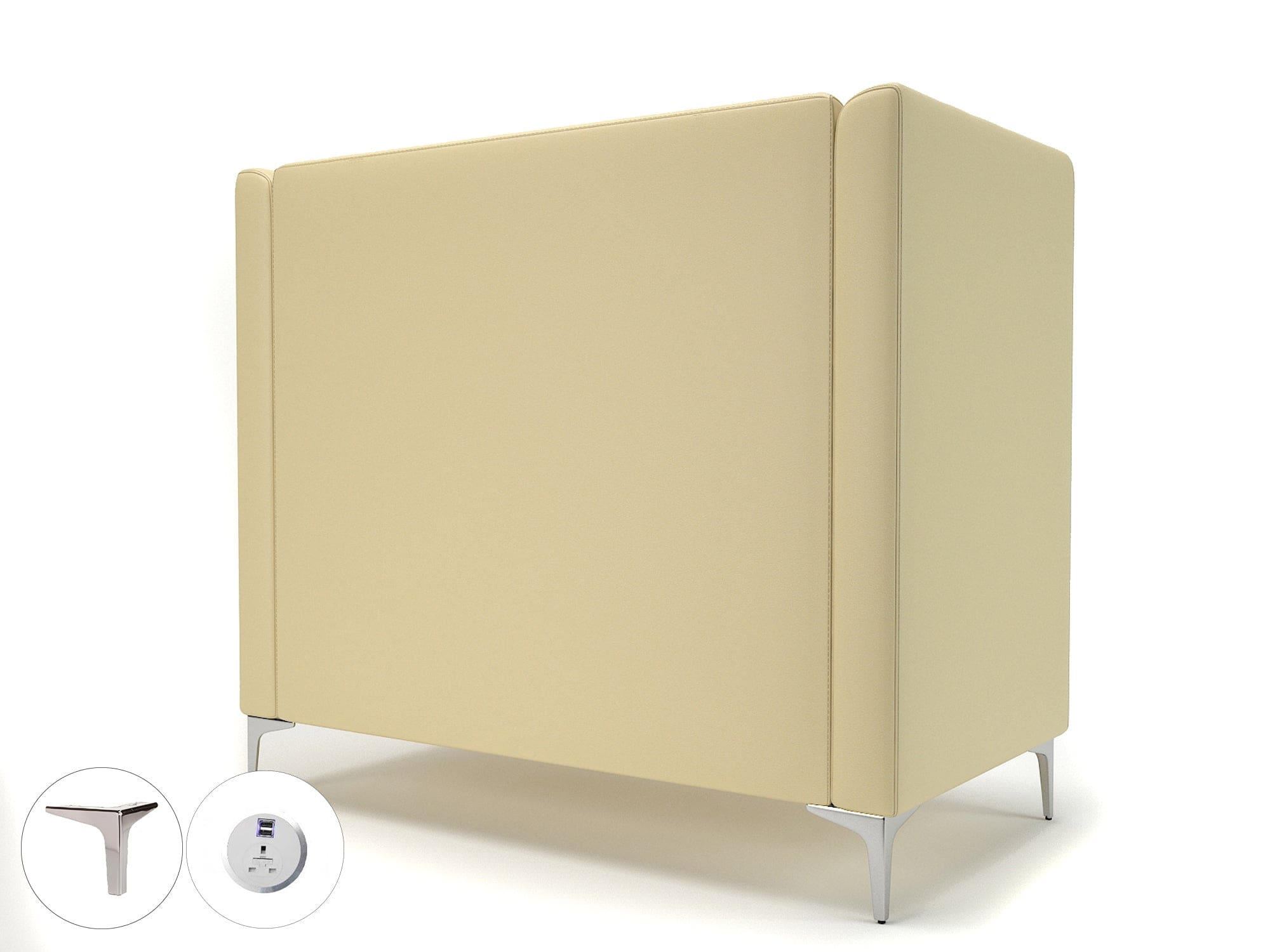 Altus 128cm Wide Privacy Booth in Cristina Marrone Ultima Faux Leather with Socket - Image 39