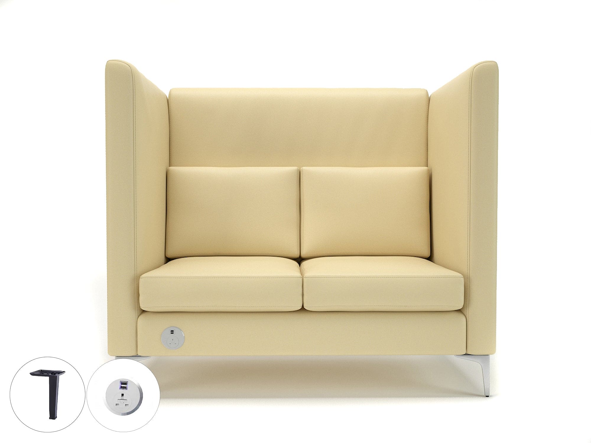 Altus 128cm Wide Privacy Booth in Cristina Marrone Ultima Faux Leather with Socket - Image 41