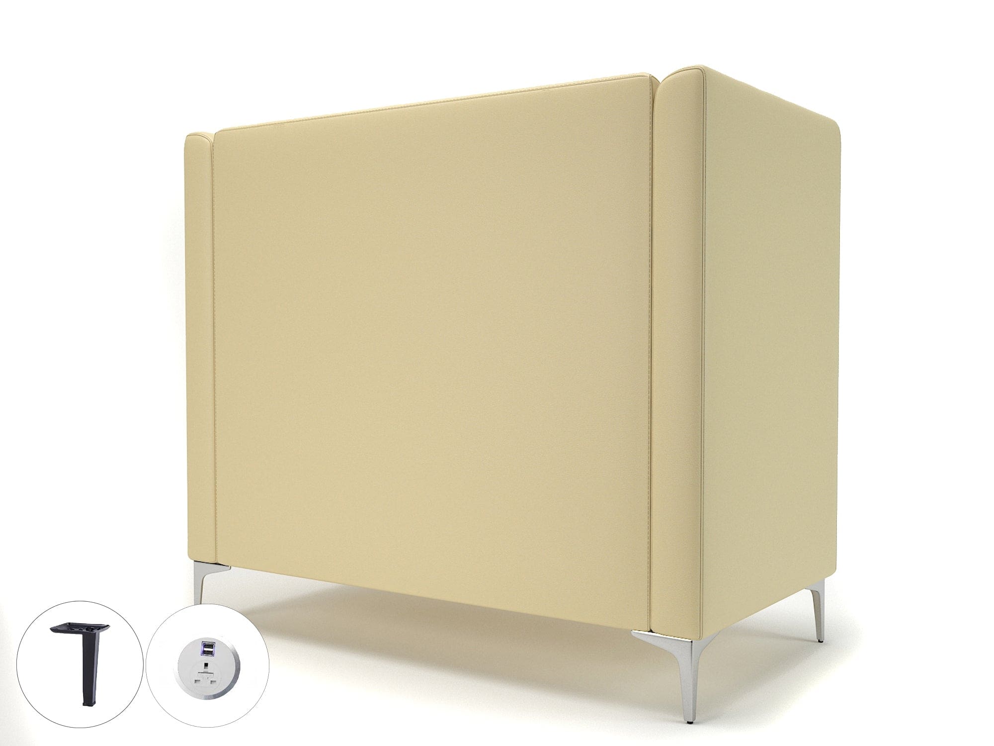 Altus 128cm Wide Privacy Booth in Cristina Marrone Ultima Faux Leather with Socket - Image 42