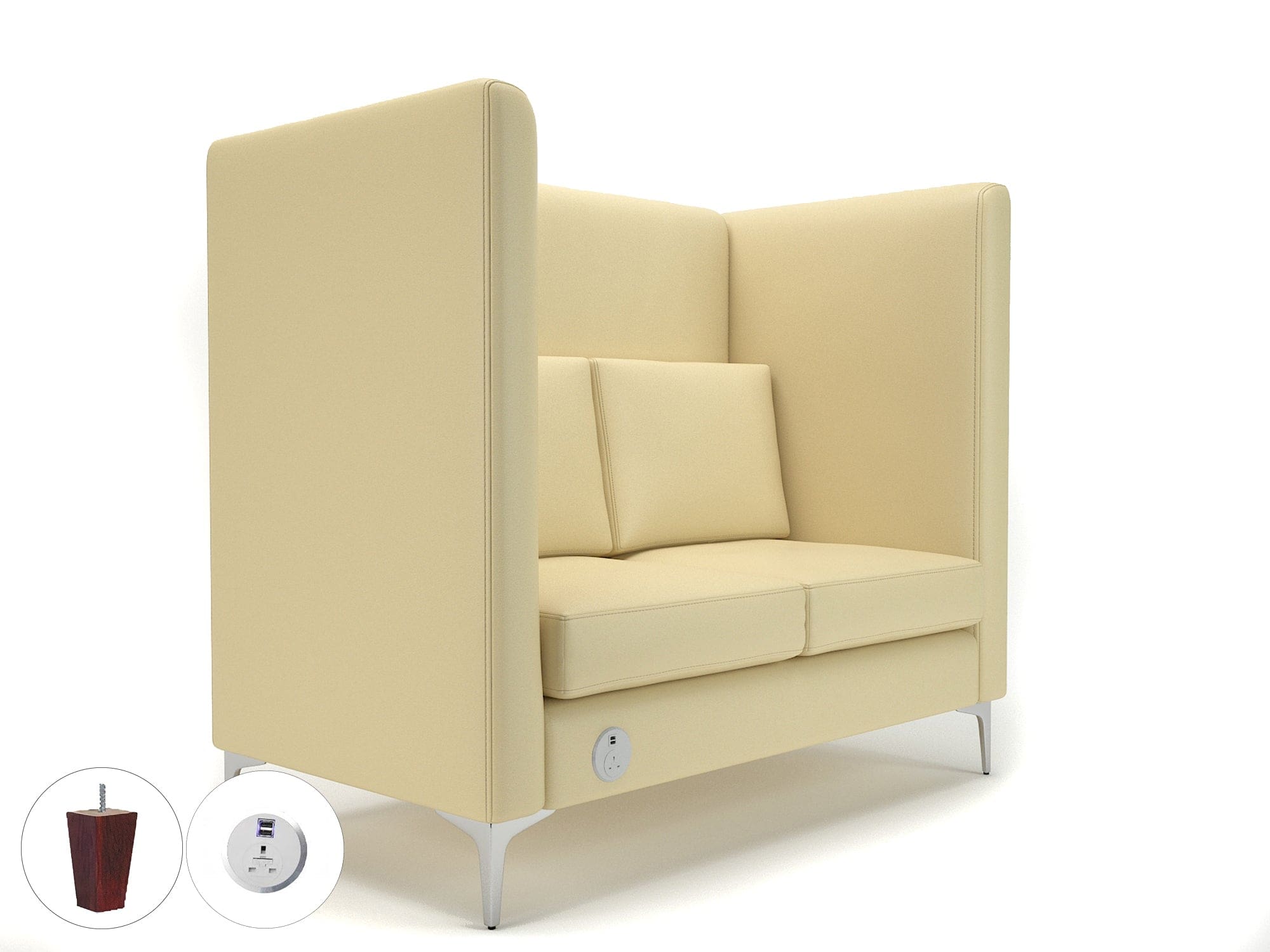 Altus 128cm Wide Privacy Booth in Cristina Marrone Ultima Faux Leather with Socket - Image 43