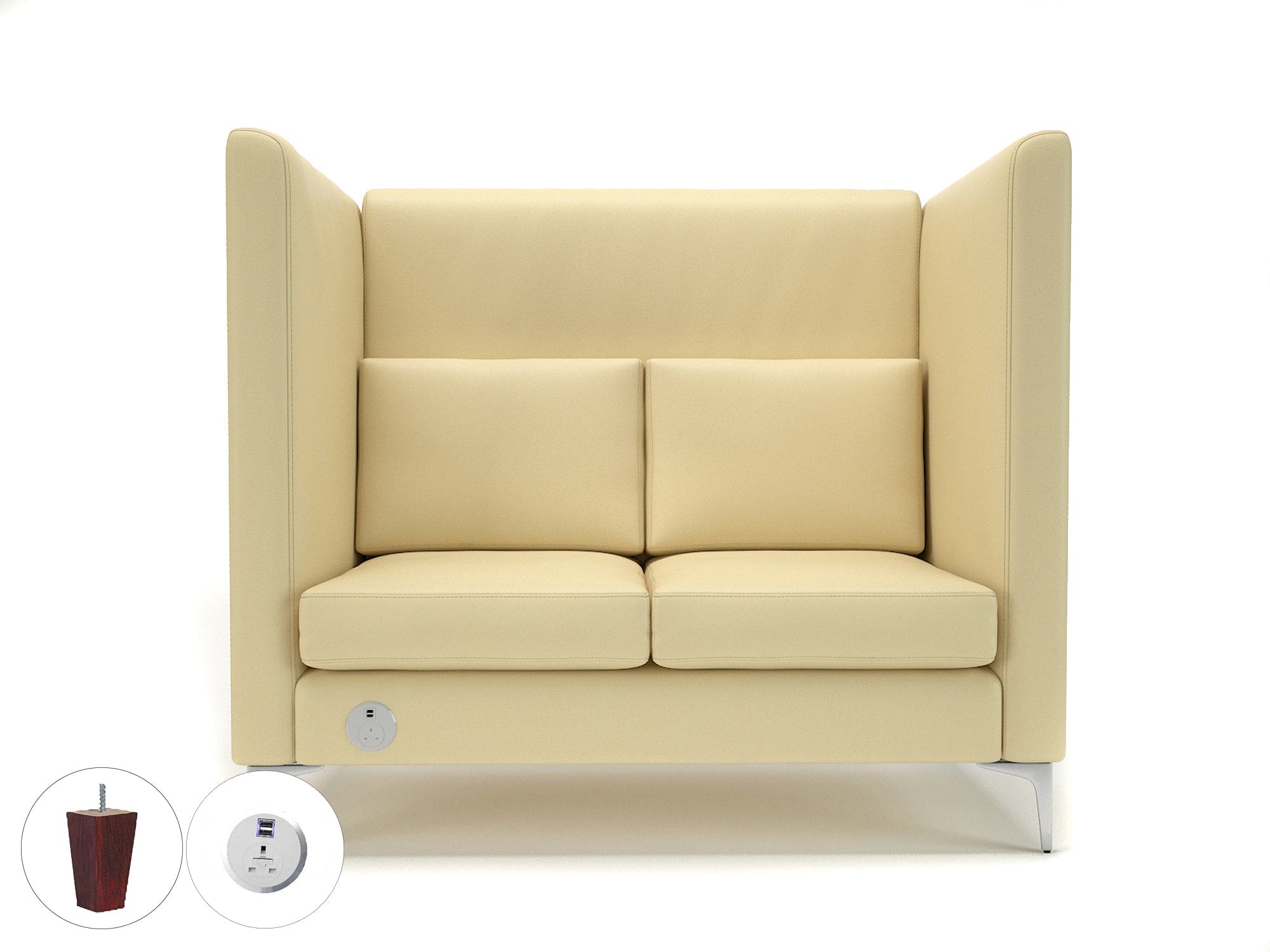 Altus 128cm Wide Privacy Booth in Cristina Marrone Ultima Faux Leather with Socket - Image 44