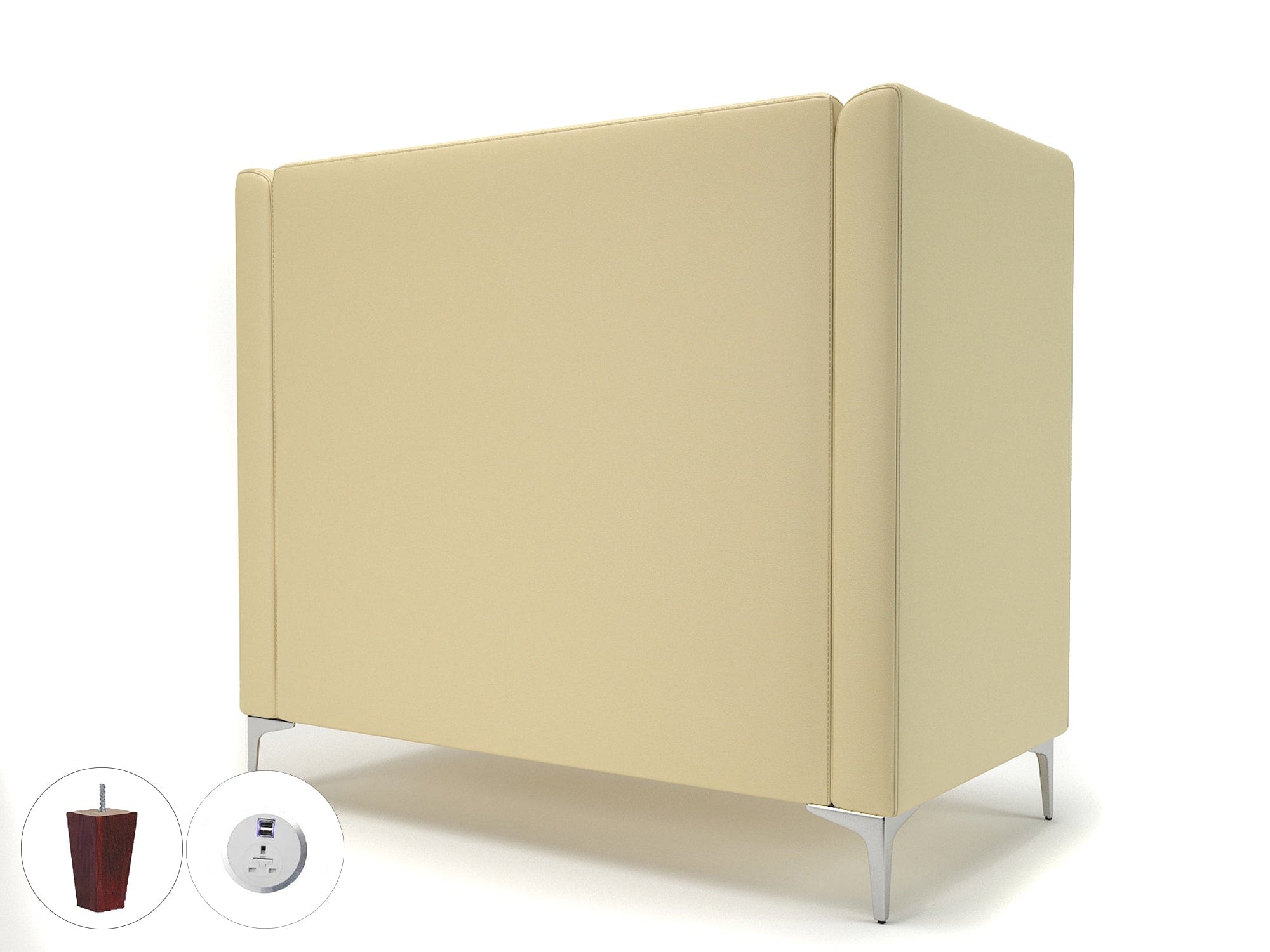 Altus 128cm Wide Privacy Booth in Cristina Marrone Ultima Faux Leather with Socket - Image 45
