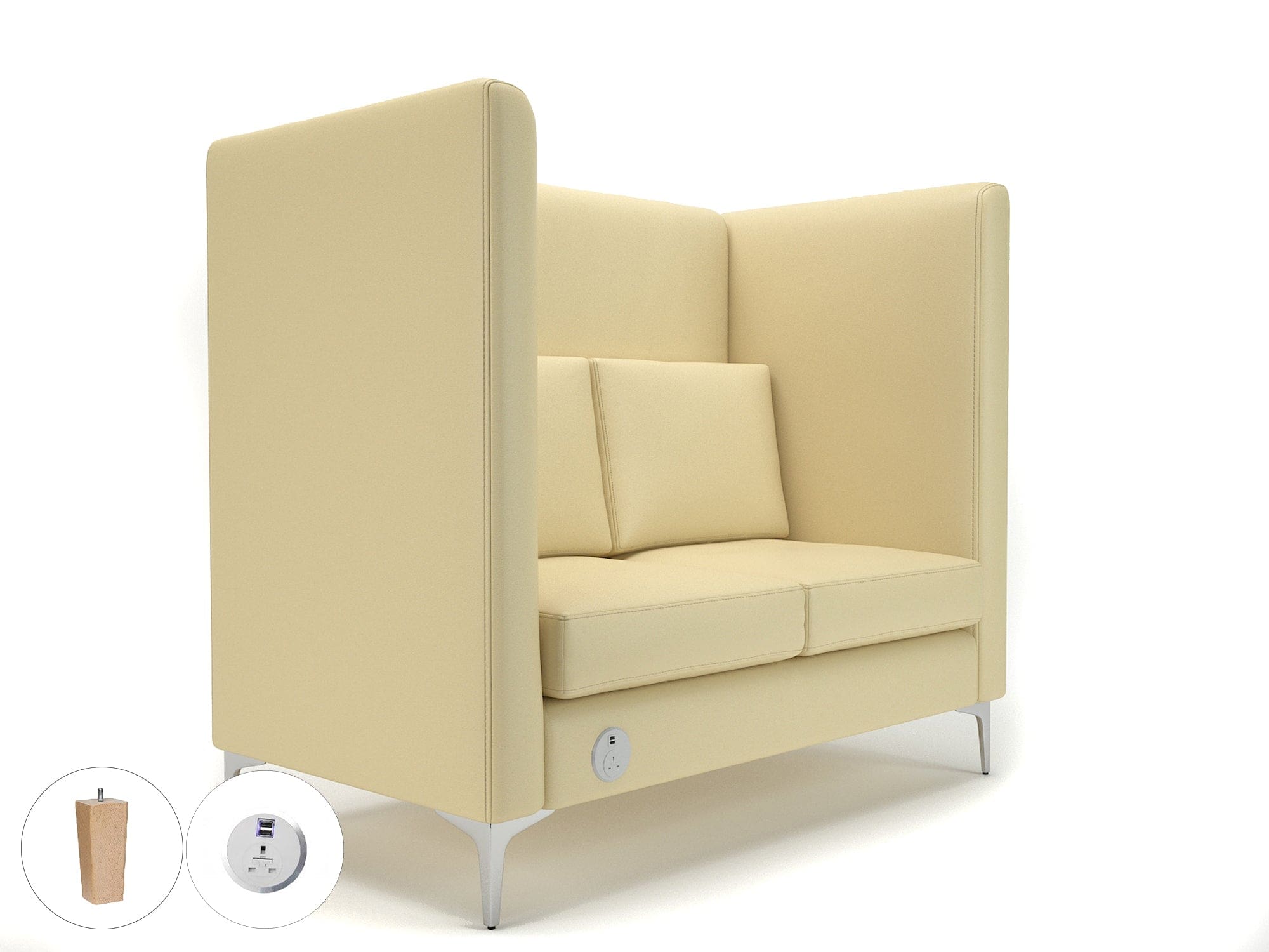 Altus 128cm Wide Privacy Booth in Cristina Marrone Ultima Faux Leather with Socket - Image 46