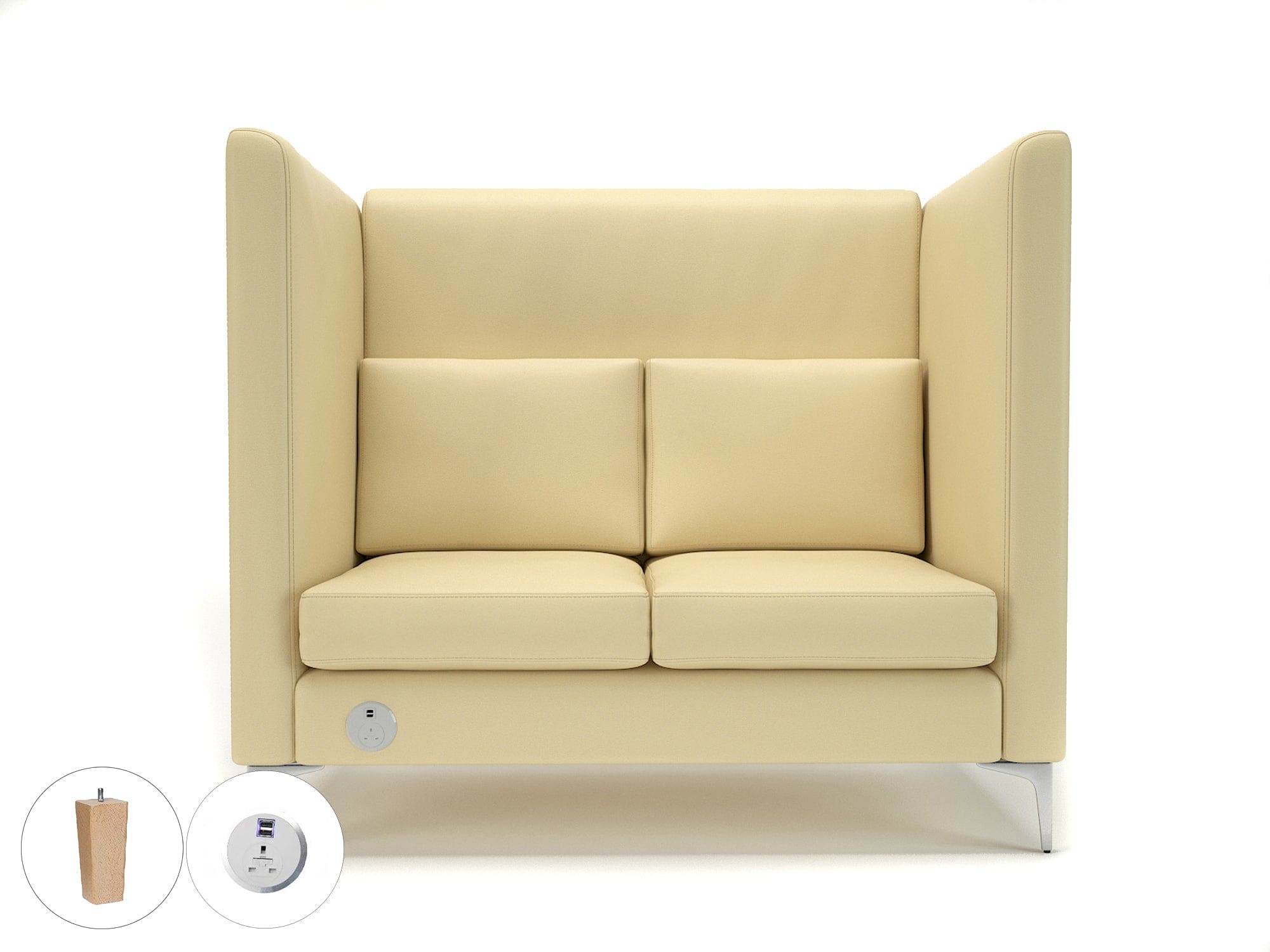 Altus 128cm Wide Privacy Booth in Cristina Marrone Ultima Faux Leather with Socket - Image 47