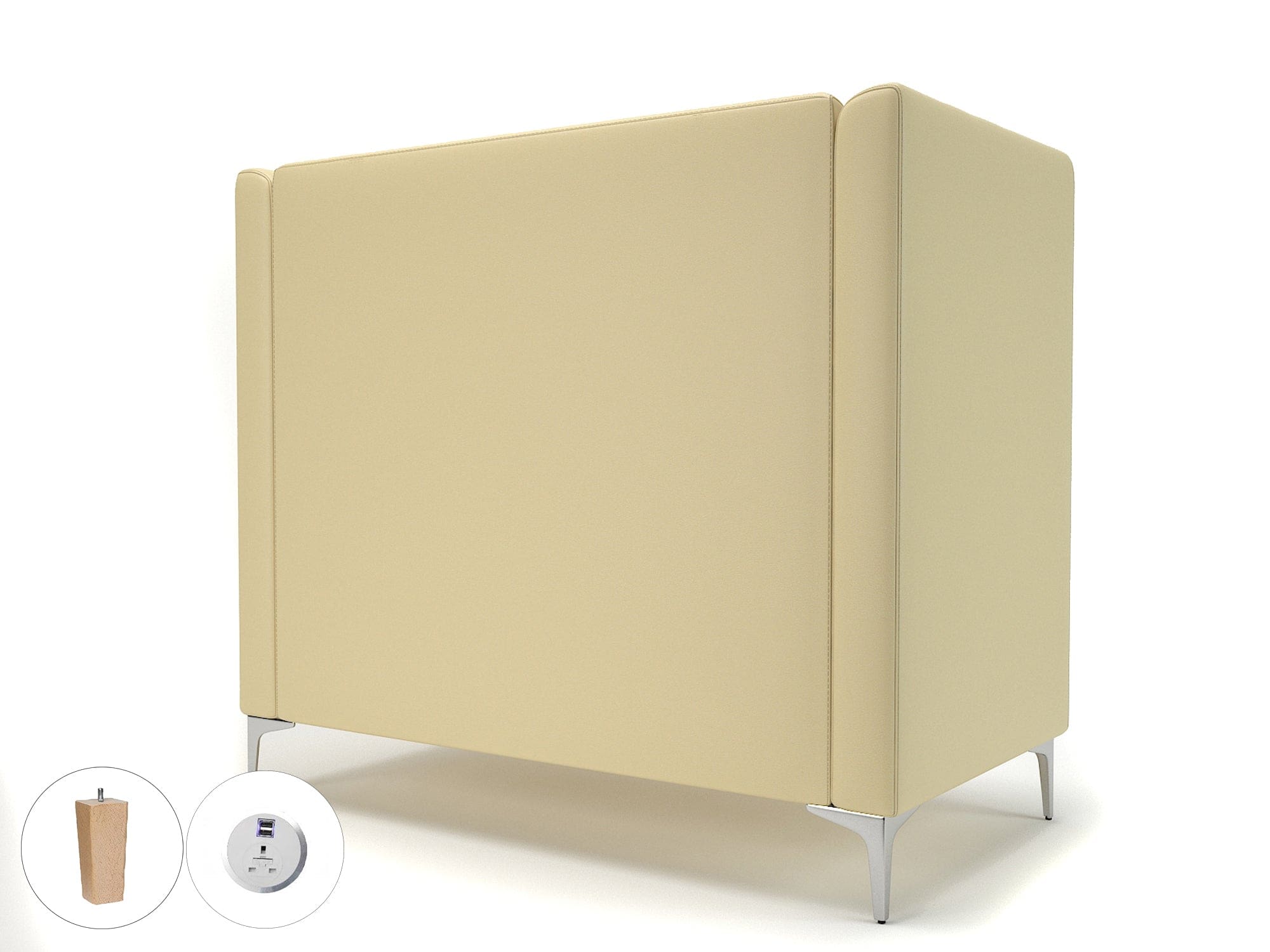 Altus 128cm Wide Privacy Booth in Cristina Marrone Ultima Faux Leather with Socket - Image 48