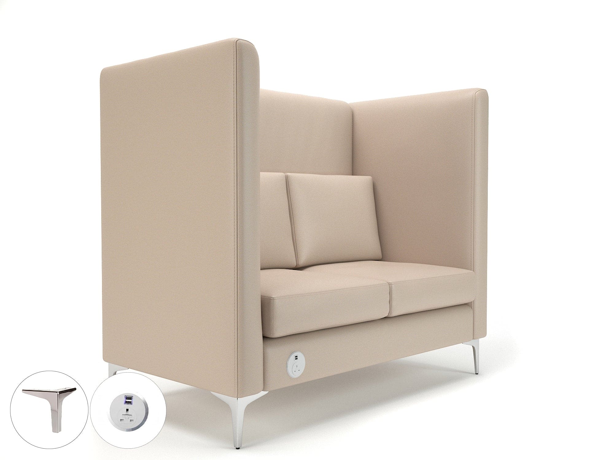 Altus 128cm Wide Privacy Booth in Cristina Marrone Ultima Faux Leather with Socket - Image 49