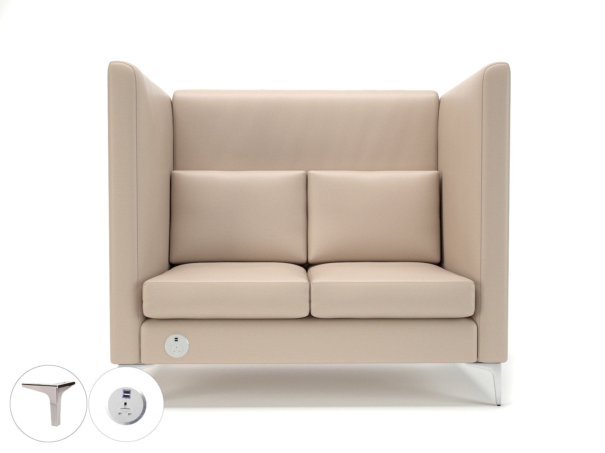 Altus 128cm Wide Privacy Booth in Cristina Marrone Ultima Faux Leather with Socket - Image 50