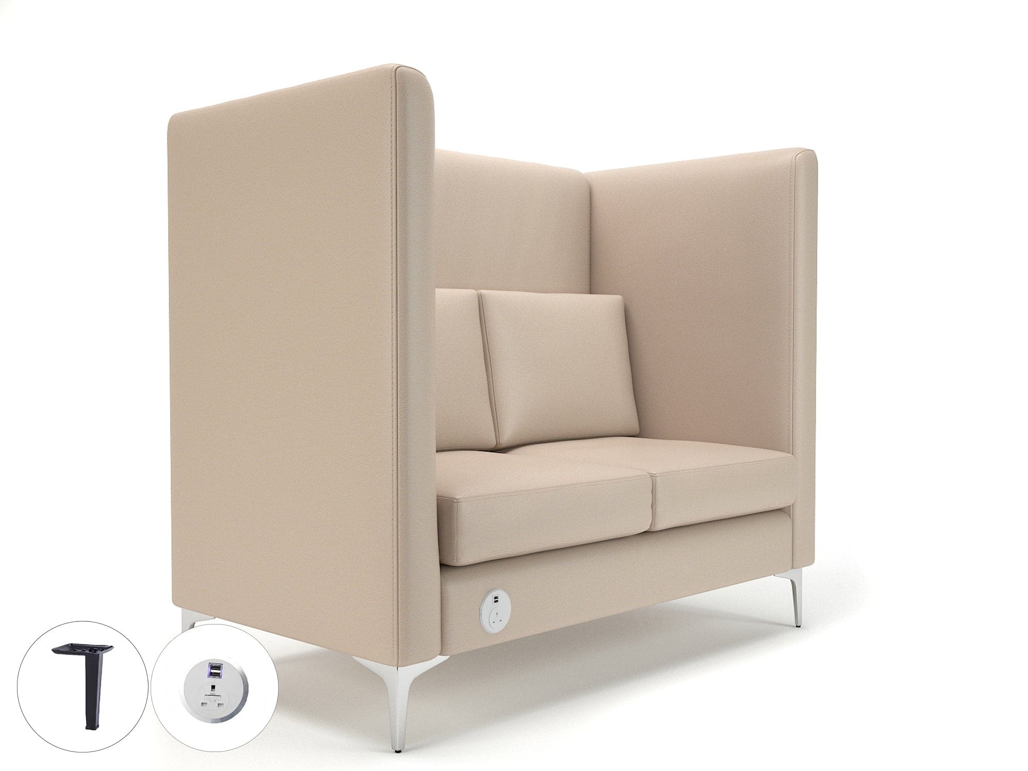 Altus 128cm Wide Privacy Booth in Cristina Marrone Ultima Faux Leather with Socket - Image 52