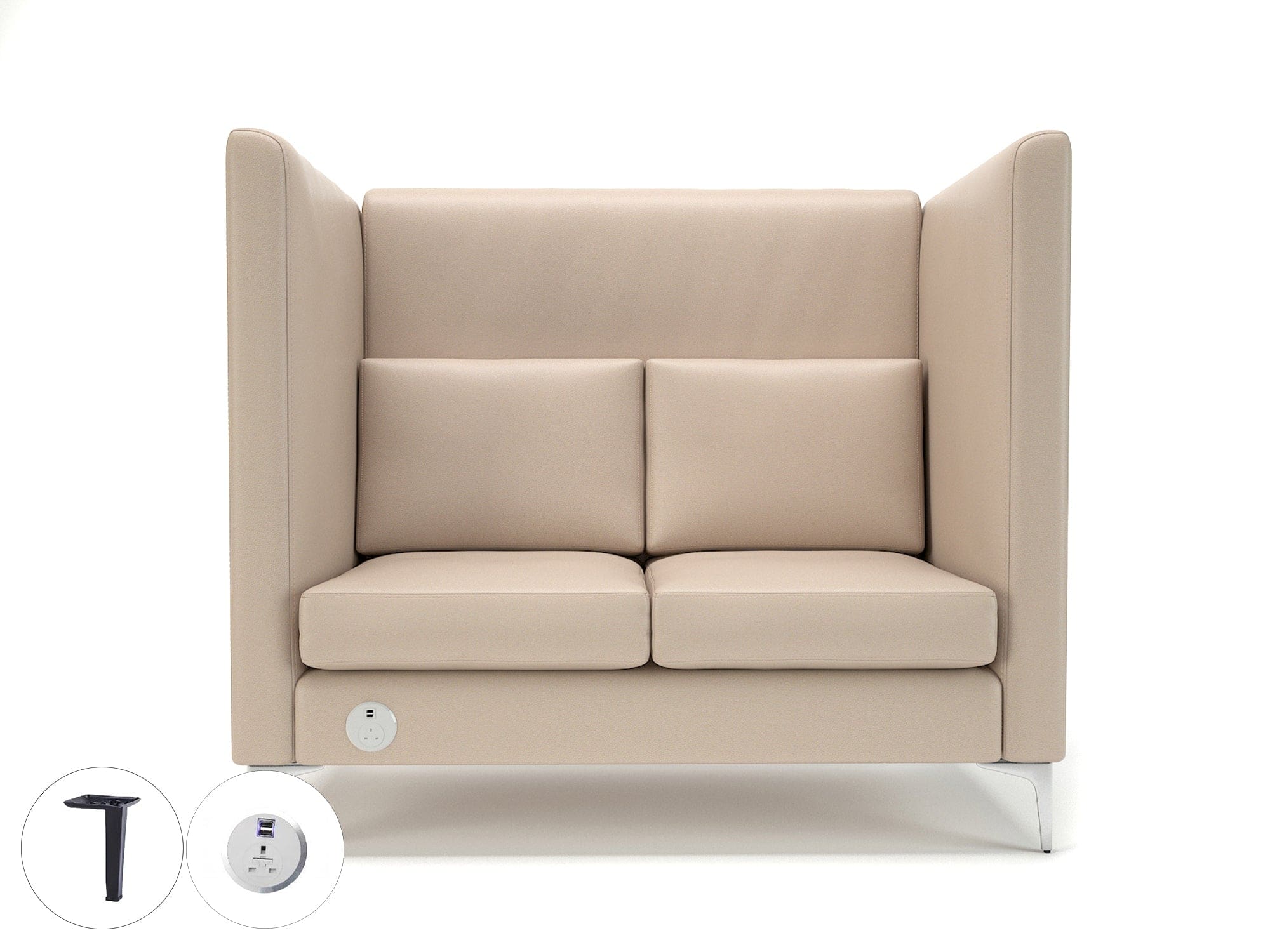 Altus 128cm Wide Privacy Booth in Cristina Marrone Ultima Faux Leather with Socket - Image 53