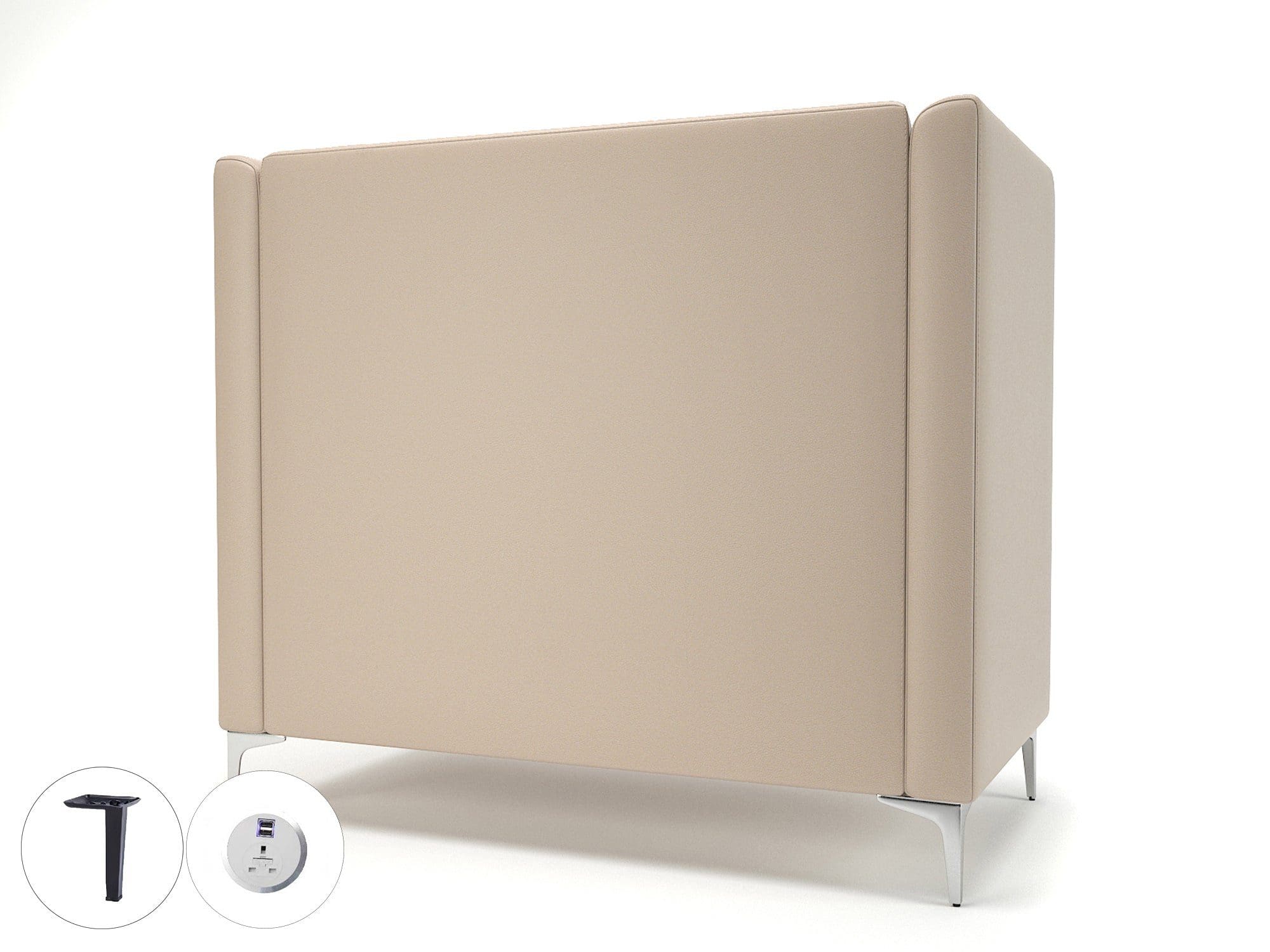 Altus 128cm Wide Privacy Booth in Cristina Marrone Ultima Faux Leather with Socket - Image 54