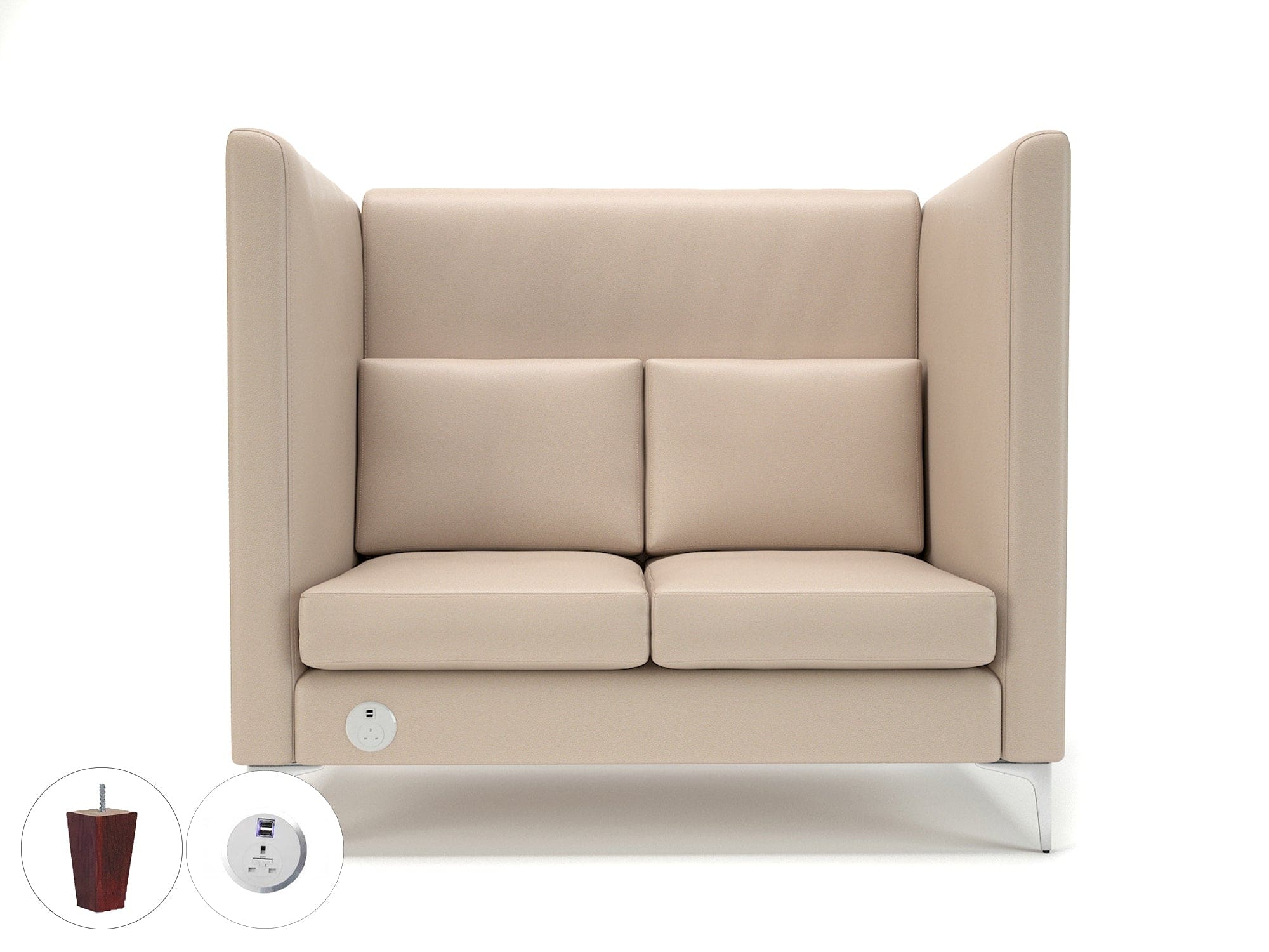 Altus 128cm Wide Privacy Booth in Cristina Marrone Ultima Faux Leather with Socket - Image 56
