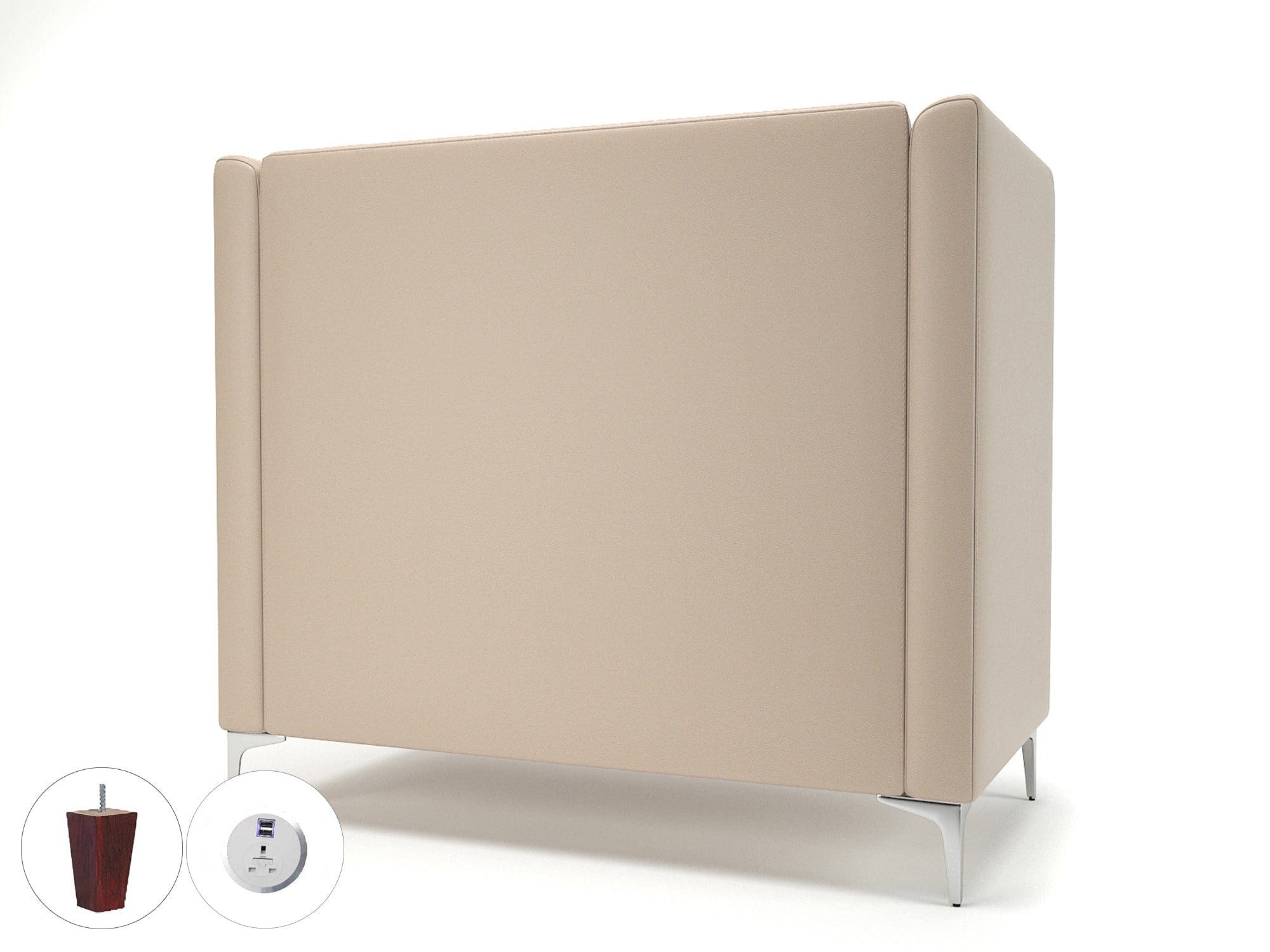 Altus 128cm Wide Privacy Booth in Cristina Marrone Ultima Faux Leather with Socket - Image 57