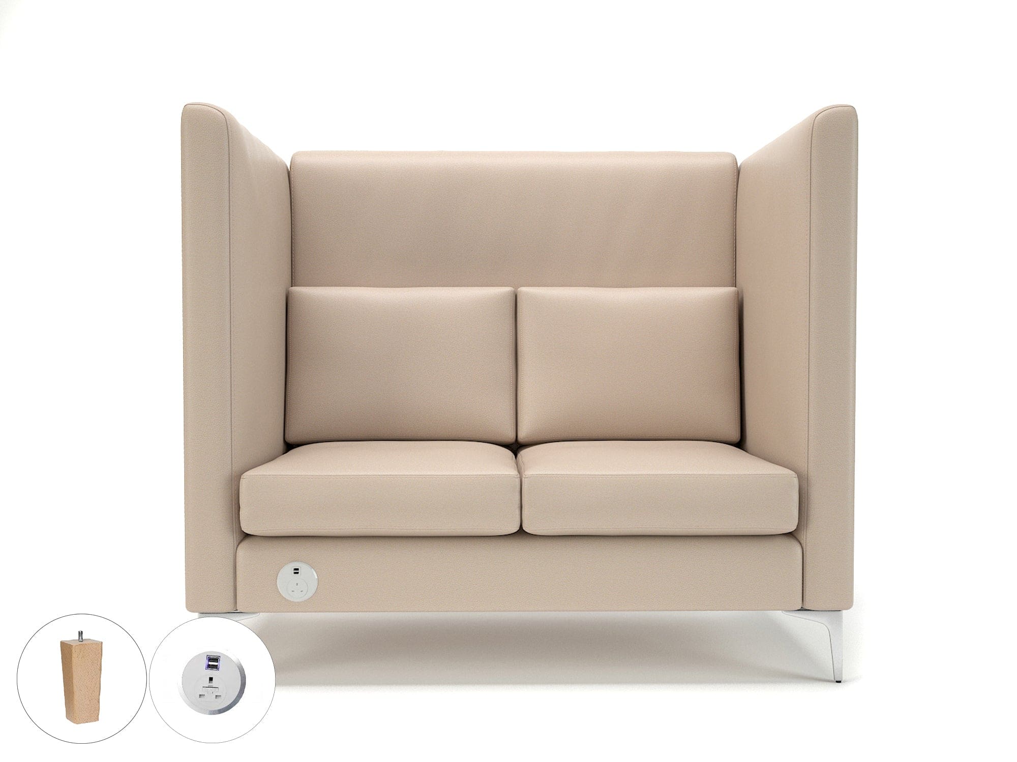 Altus 128cm Wide Privacy Booth in Cristina Marrone Ultima Faux Leather with Socket - Image 59