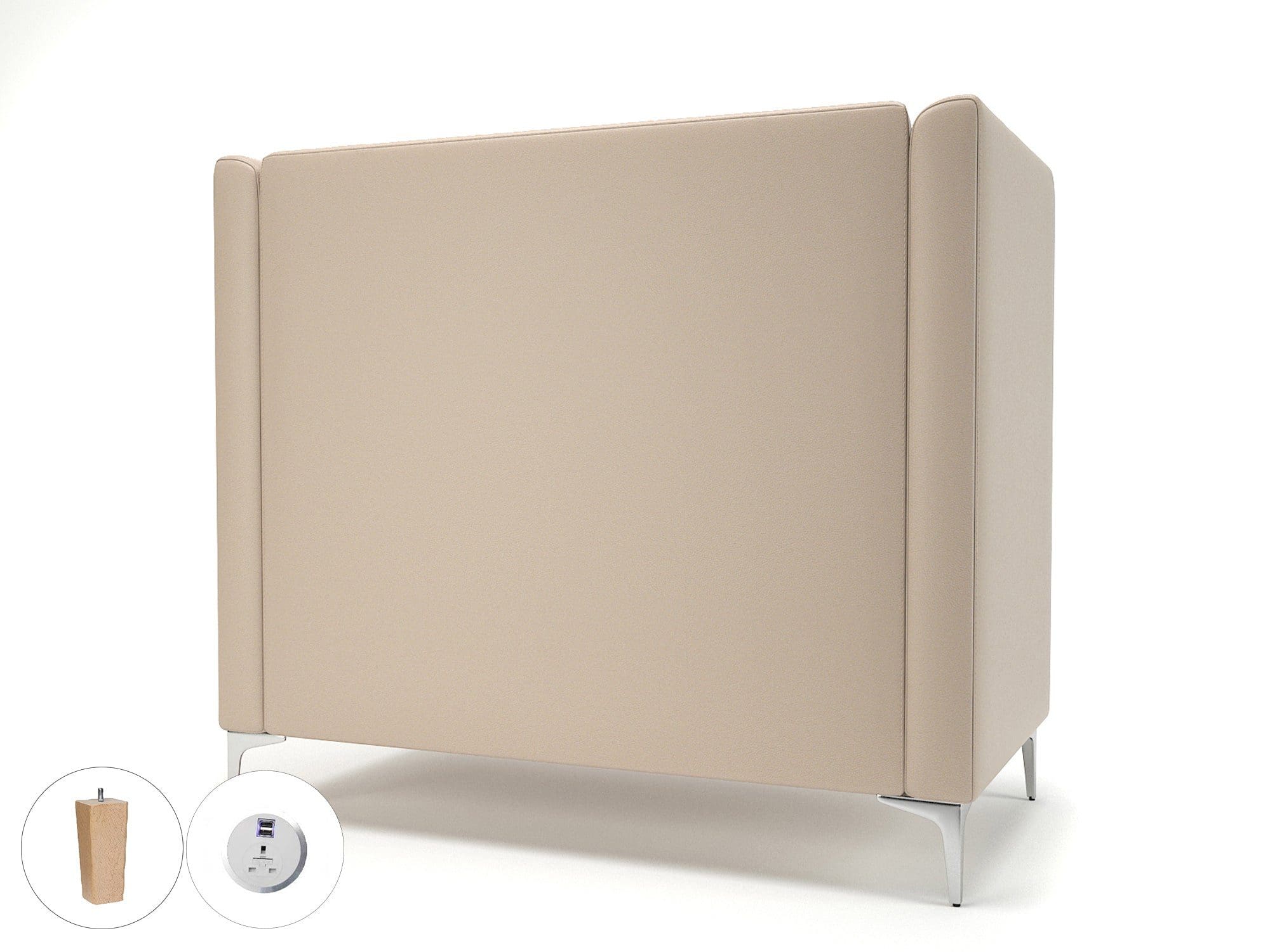 Altus 128cm Wide Privacy Booth in Cristina Marrone Ultima Faux Leather with Socket - Image 60