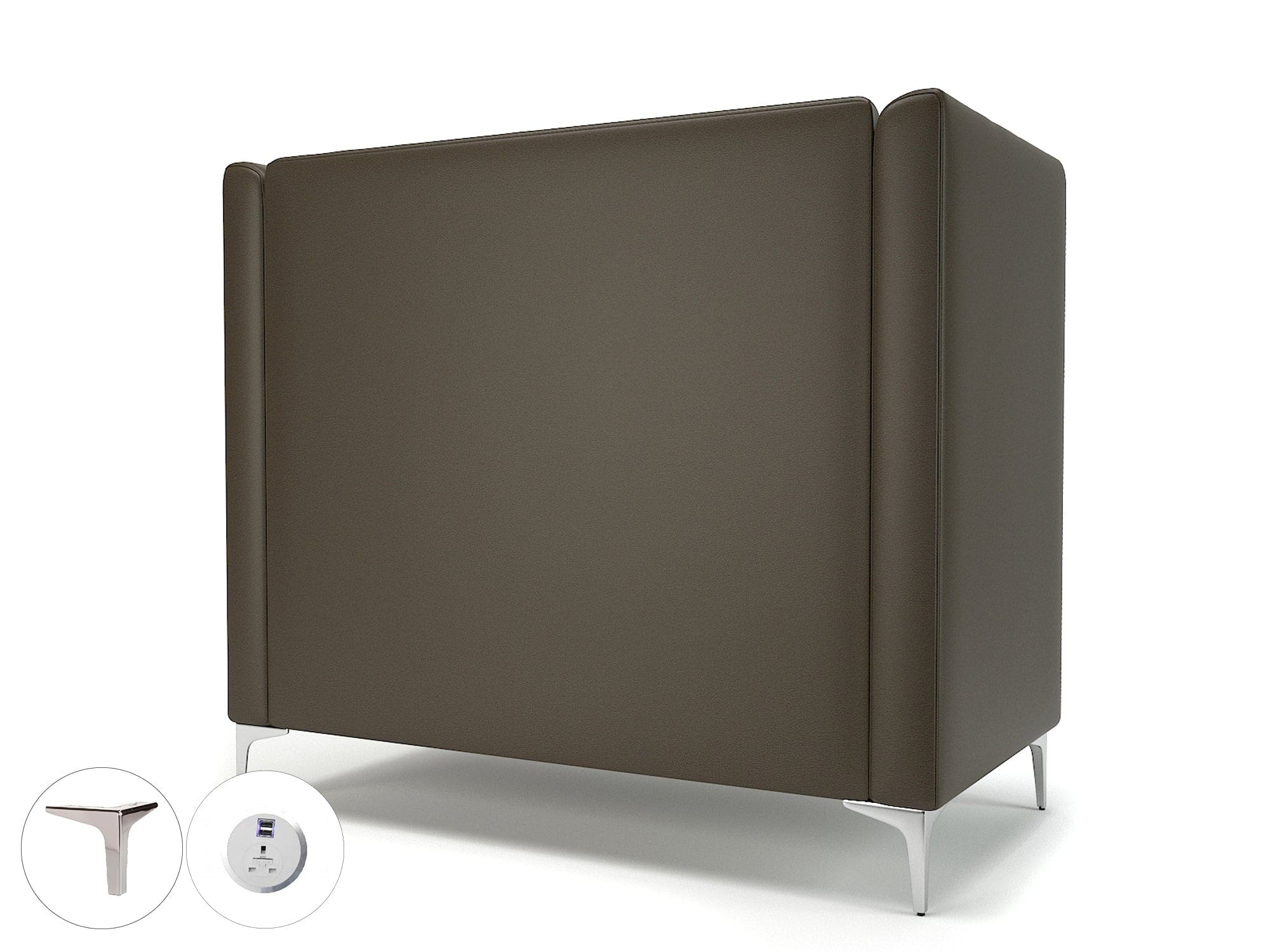 Altus 128cm Wide Privacy Booth in Cristina Marrone Ultima Faux Leather with Socket - Image 63