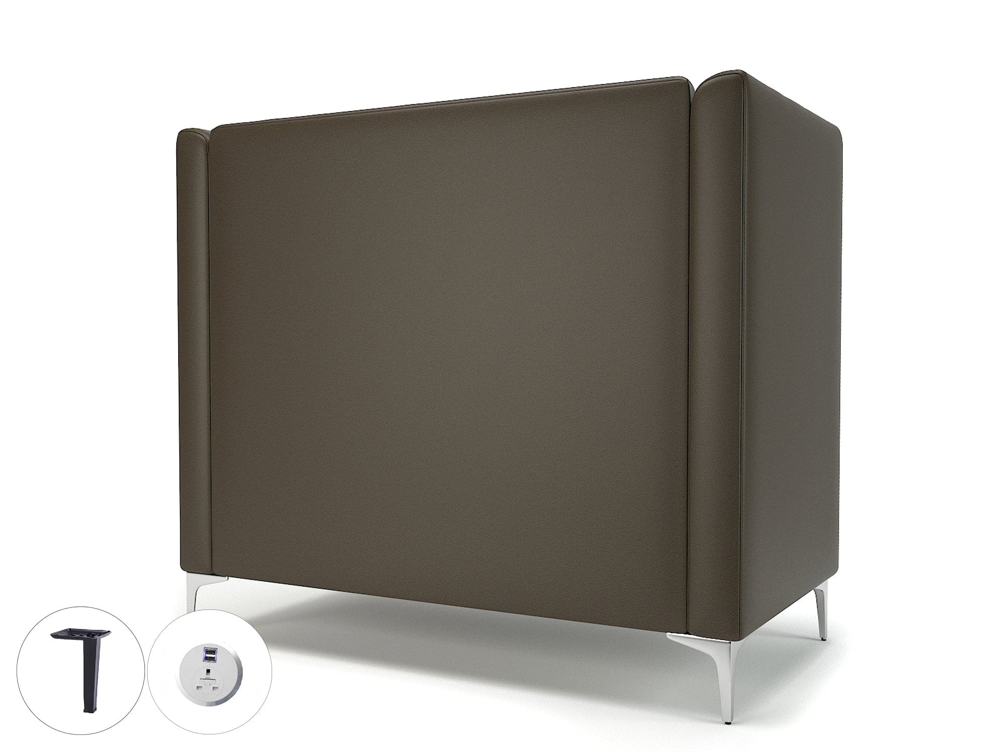 Altus 128cm Wide Privacy Booth in Cristina Marrone Ultima Faux Leather with Socket - Image 66